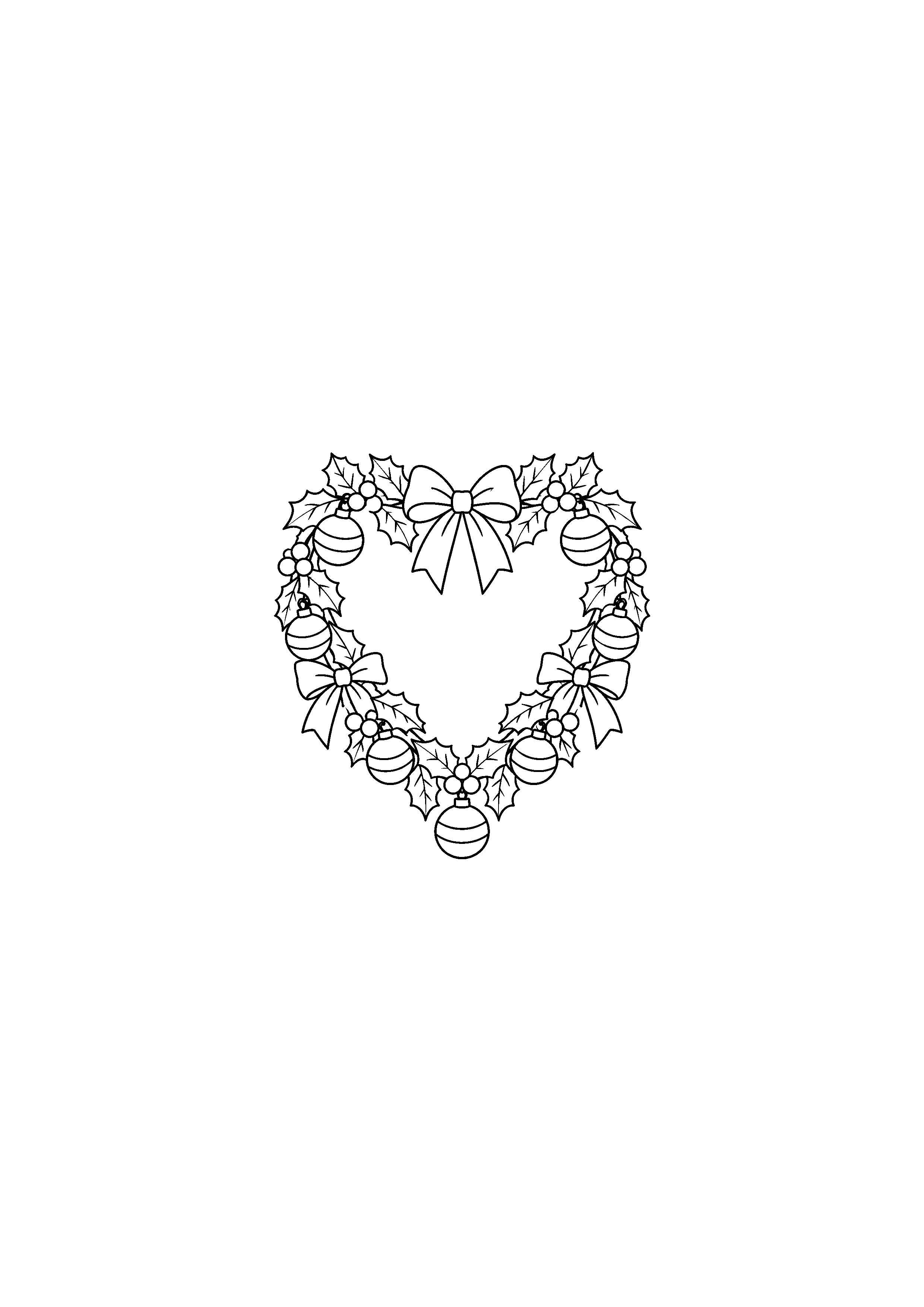 Coloriage Guirlande en forme de cœur de Noël à imprimer gratuitement
