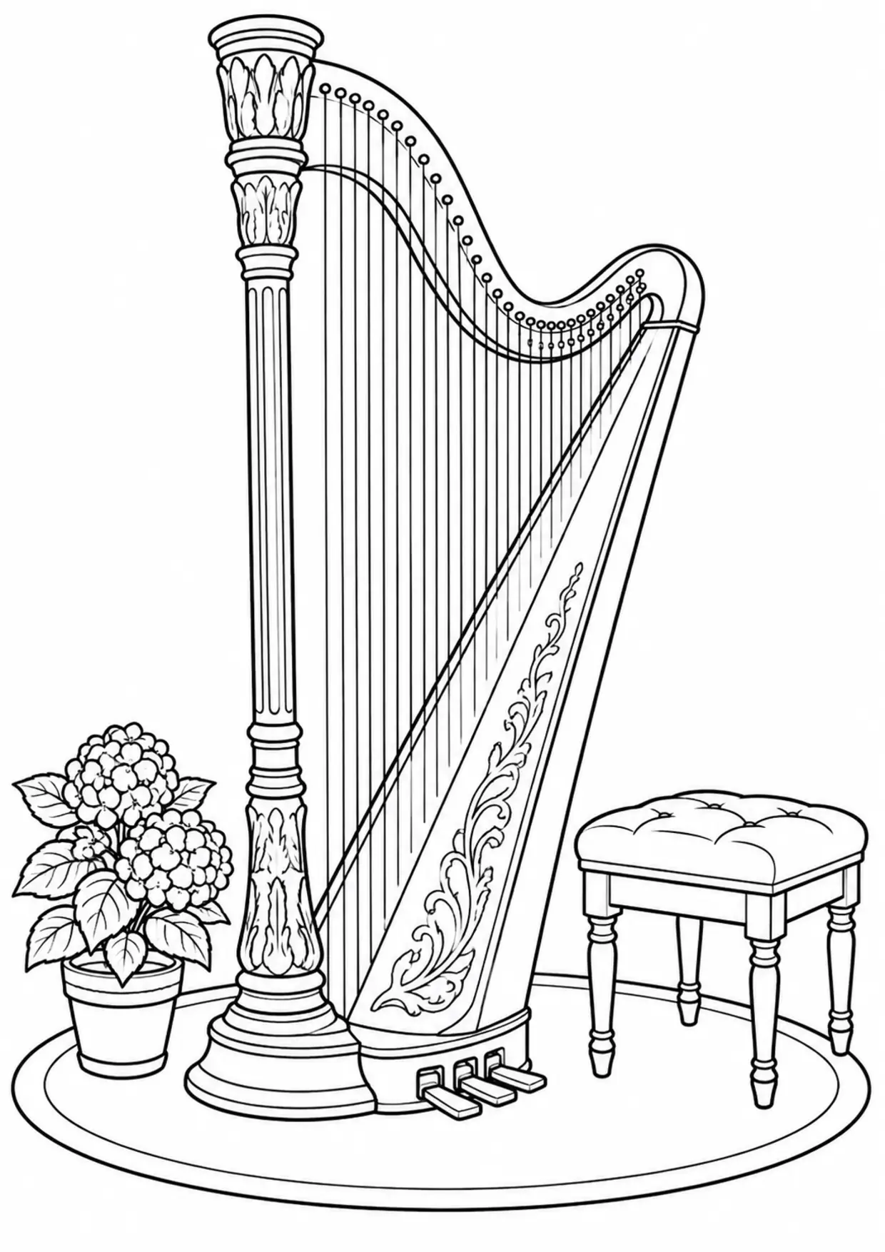 Coloriage harpe : classique