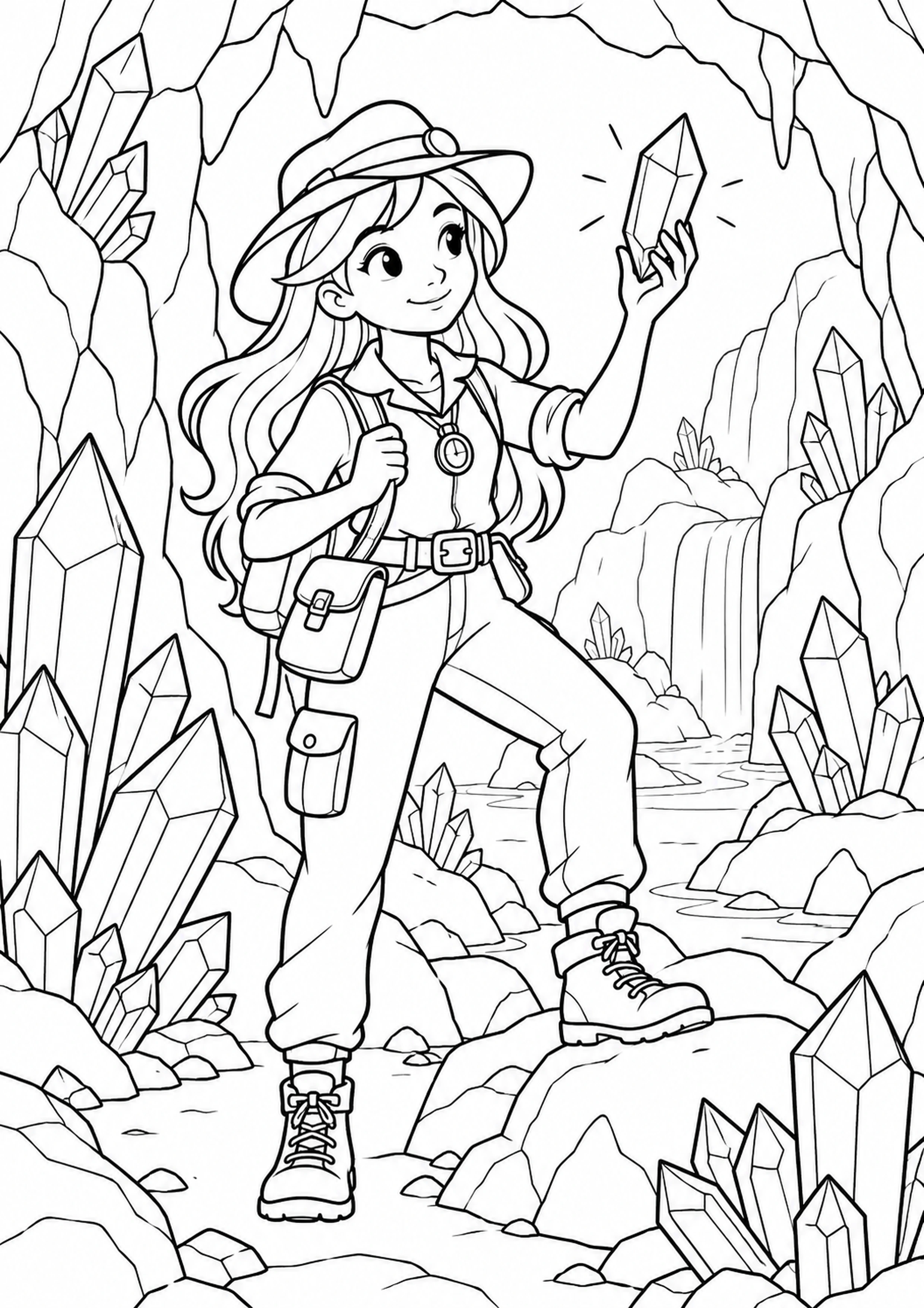 Coloriage exploratrice des cristaux à imprimer