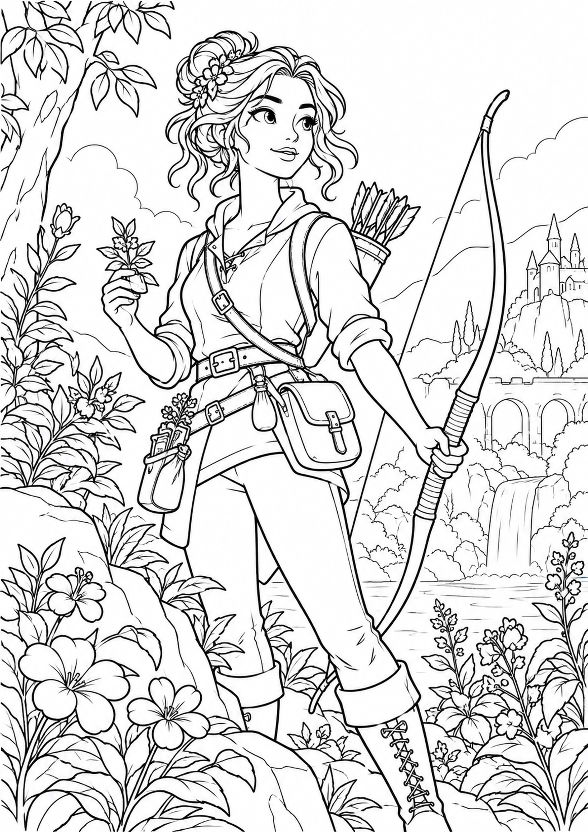 Coloriage archère botaniste sans costume iconique à imprimer