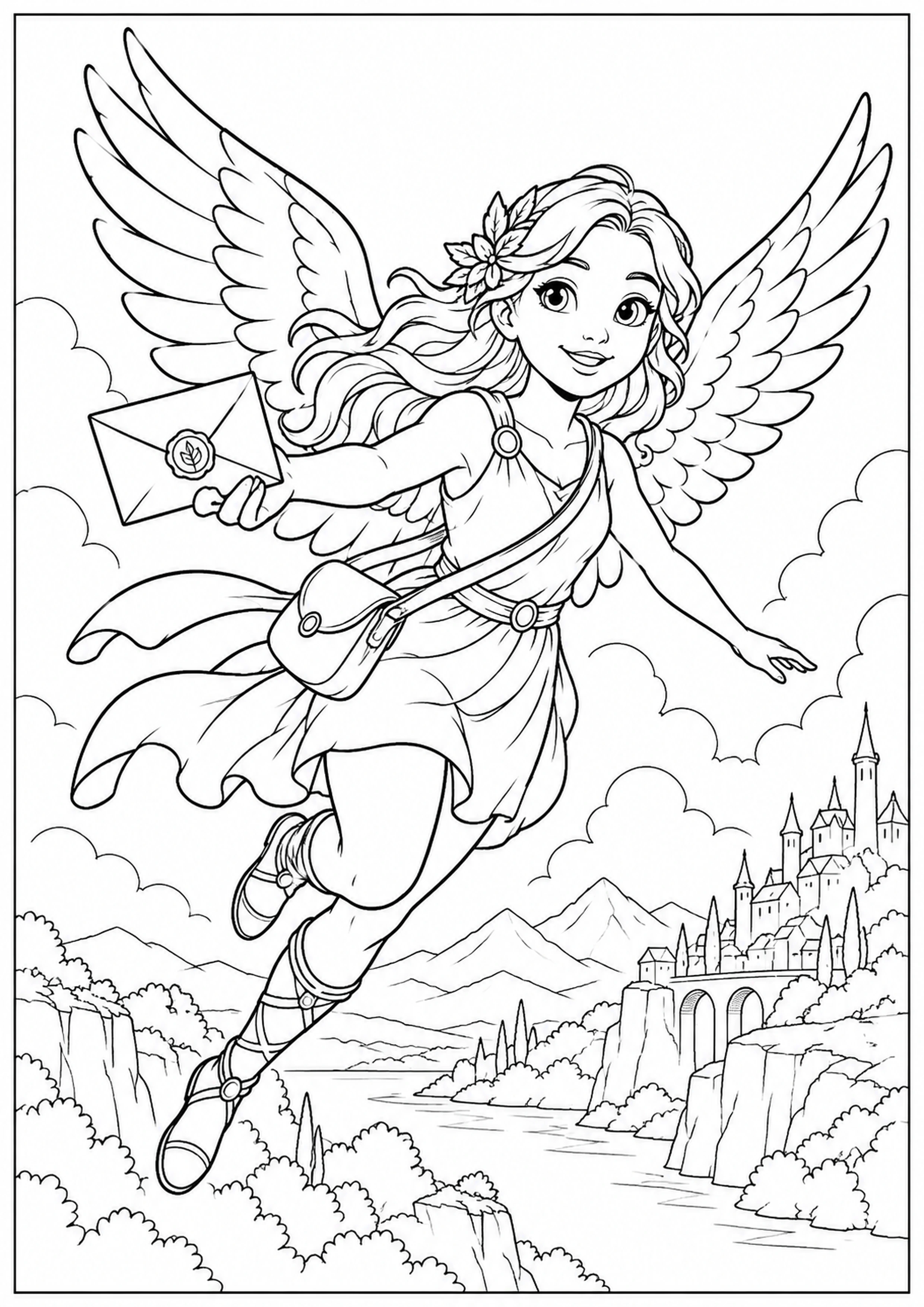 Coloriage messagère ailée originale à imprimer