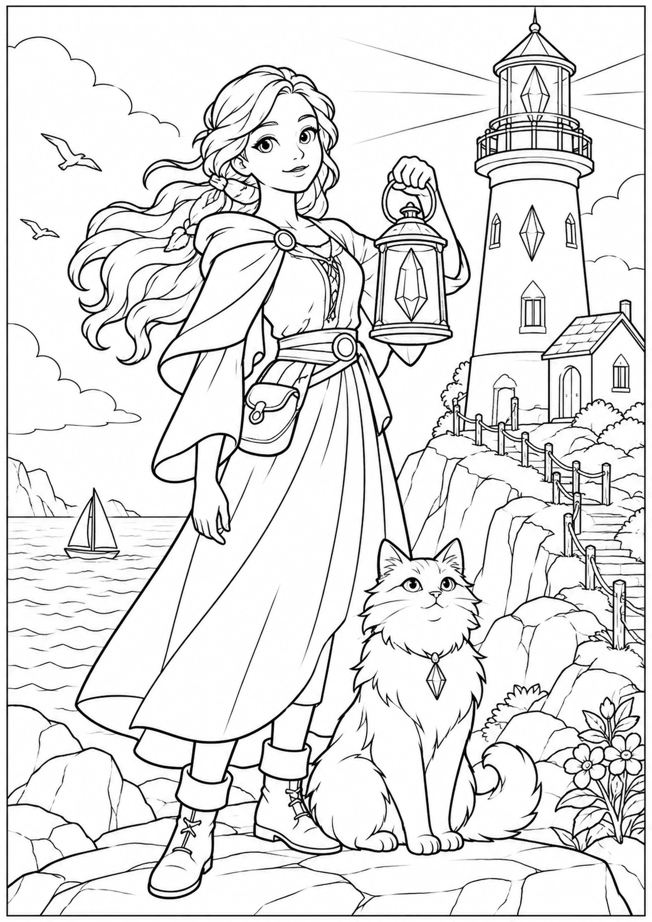 Coloriage gardienne d’un phare magique à imprimer