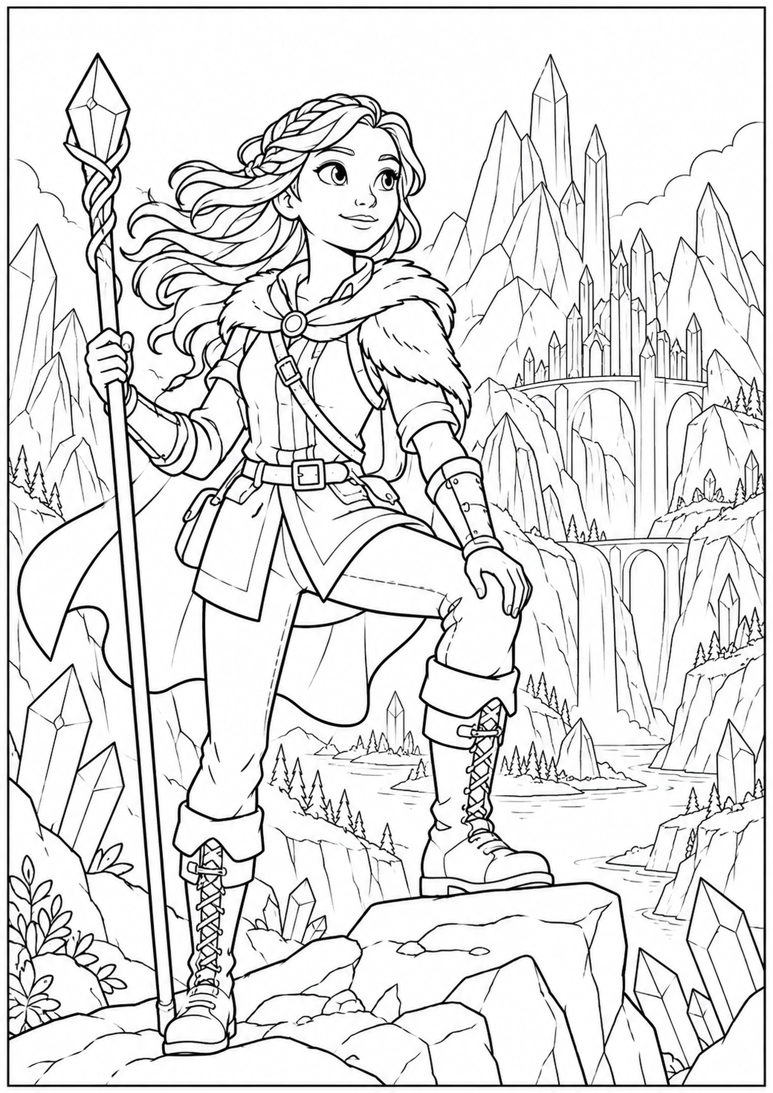 Coloriage aventurière des montagnes de verre à imprimer