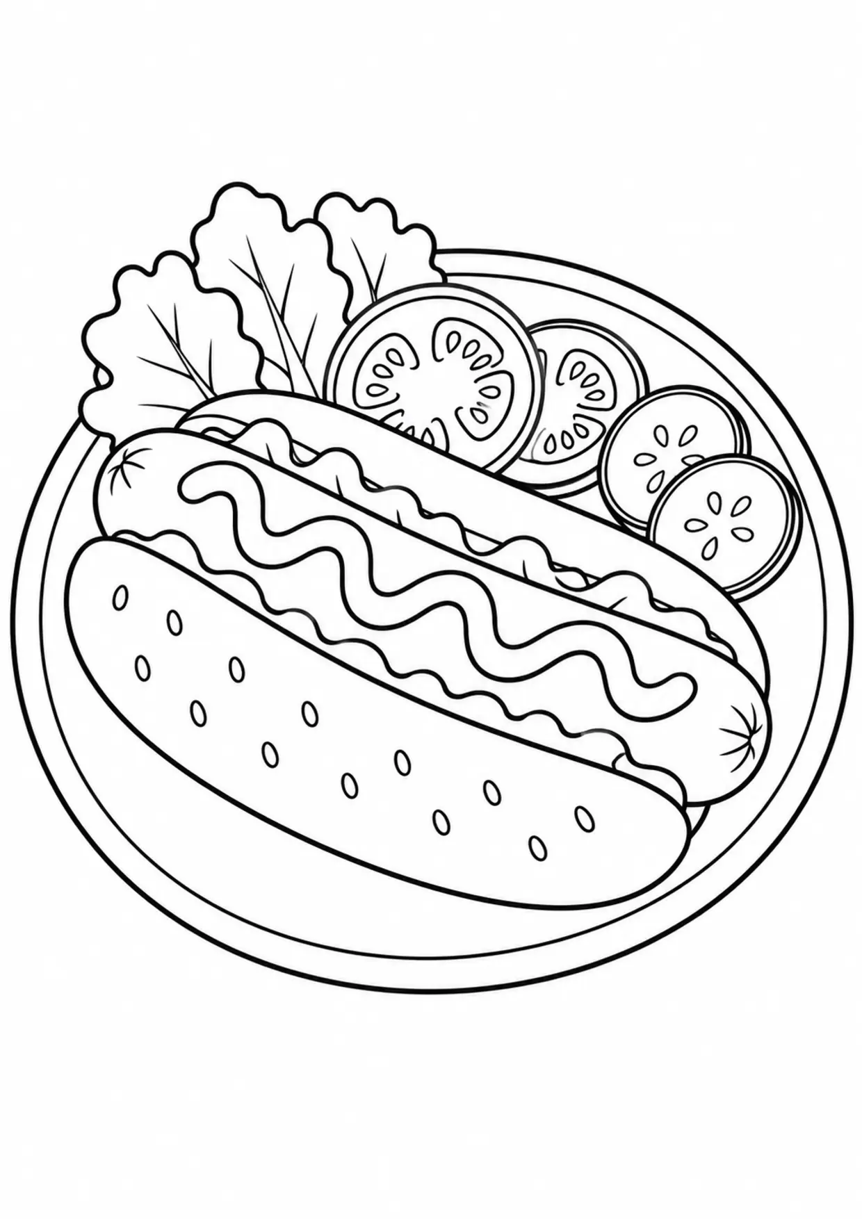 Coloriage Hot-dog : assiette