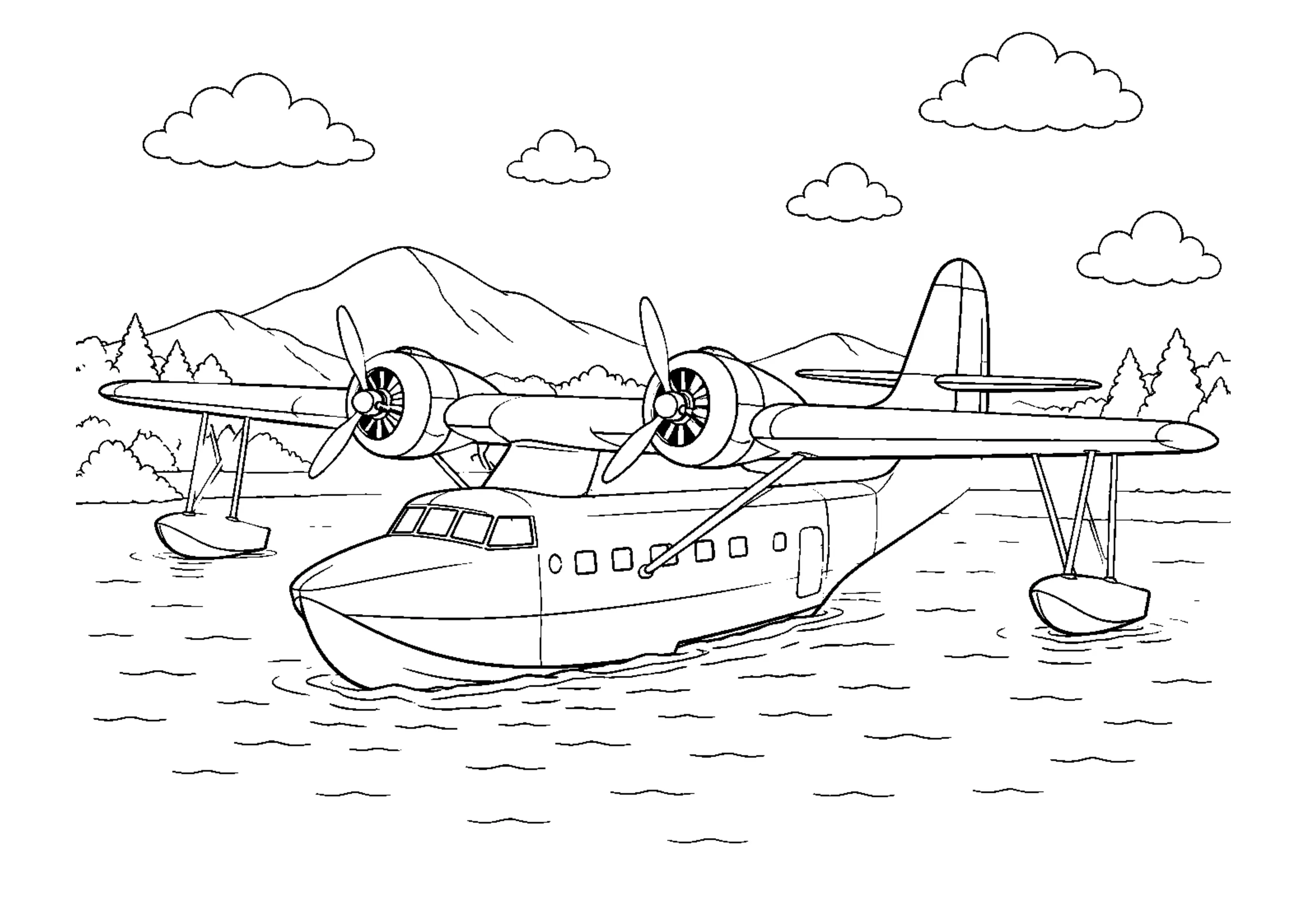 Coloriage Hydravion à imprimer – dessin n°10