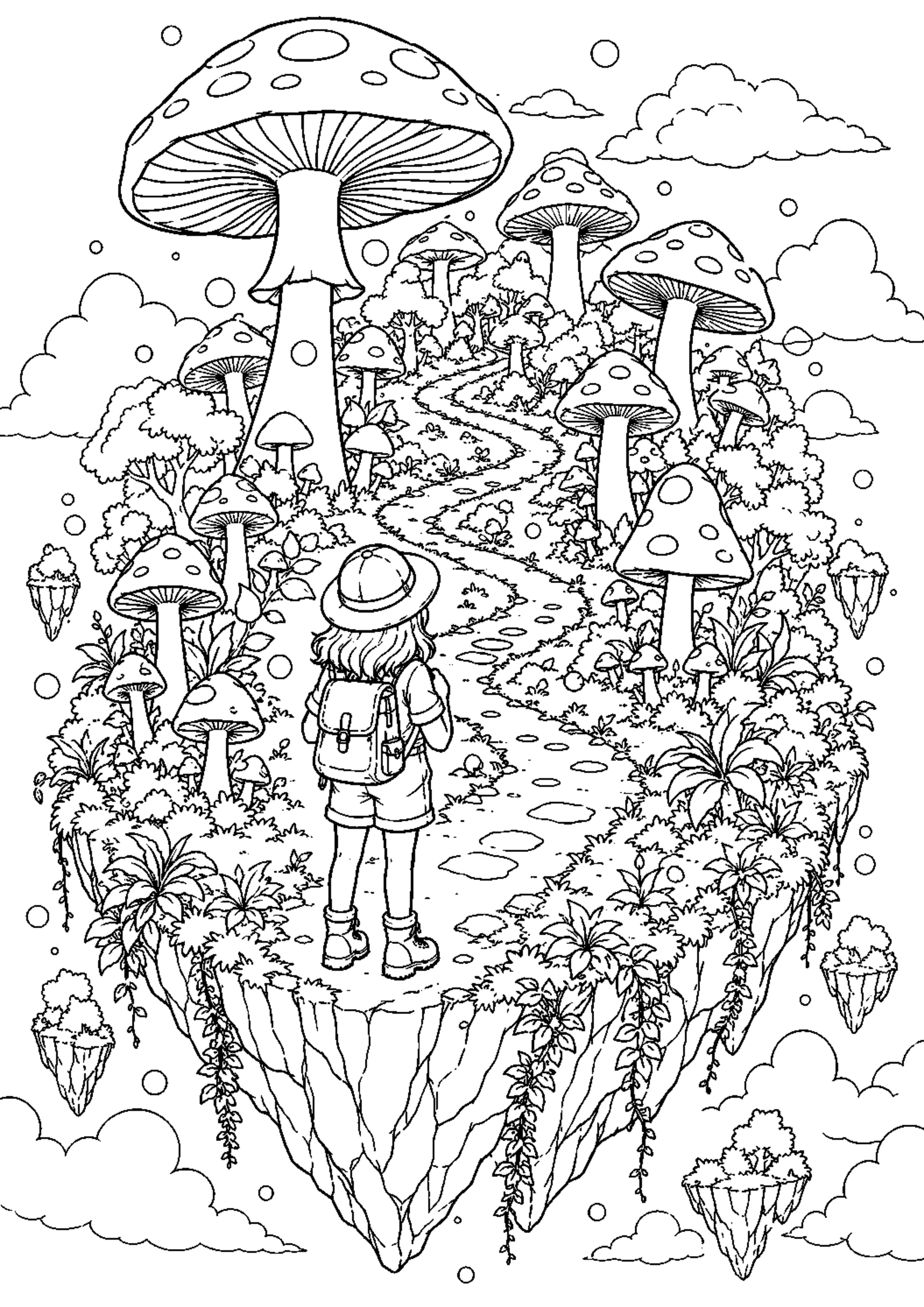 Coloriage Île flottante fantastique à imprimer – dessin 2
