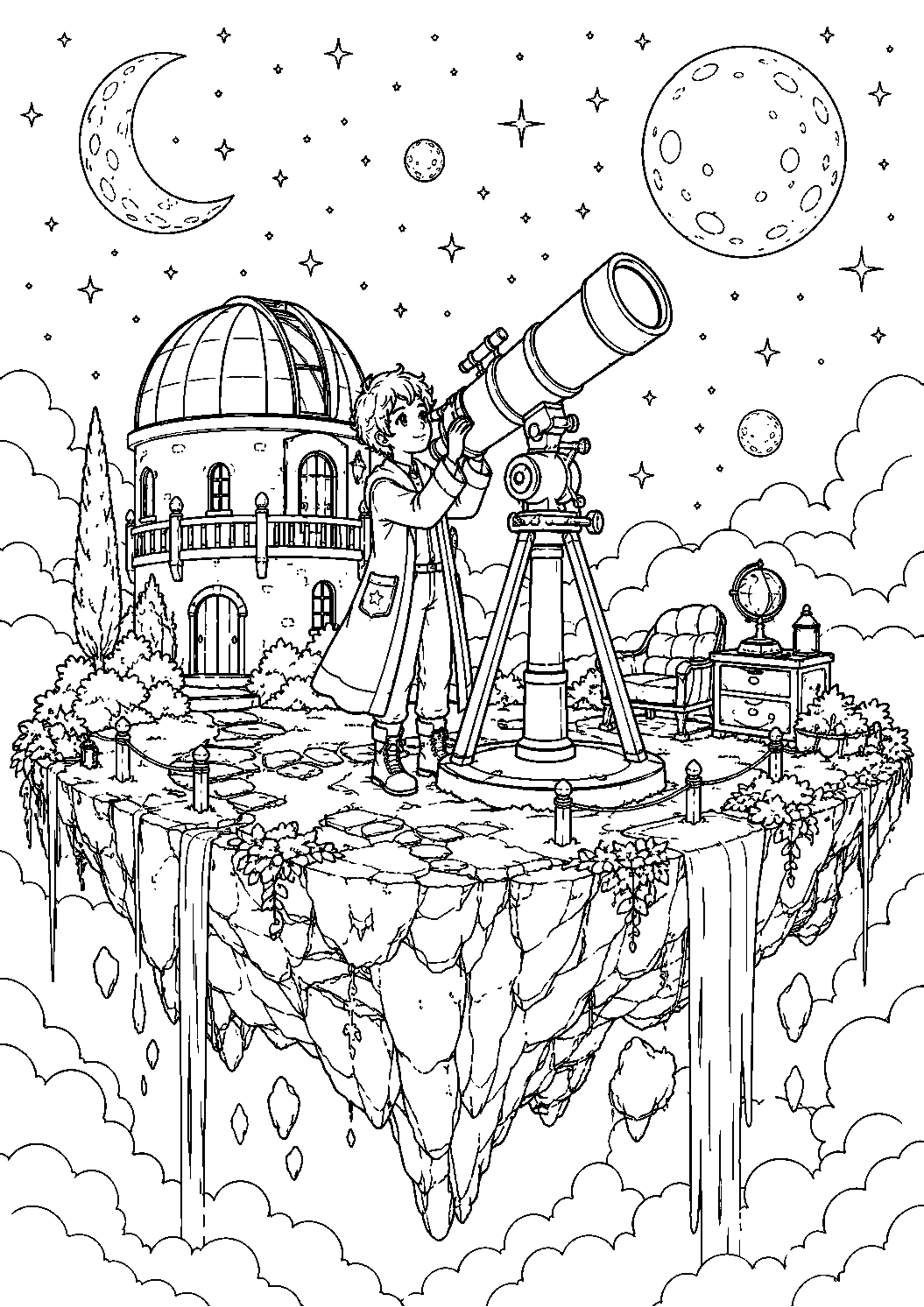 Coloriage Île flottante fantastique à imprimer – dessin n°5