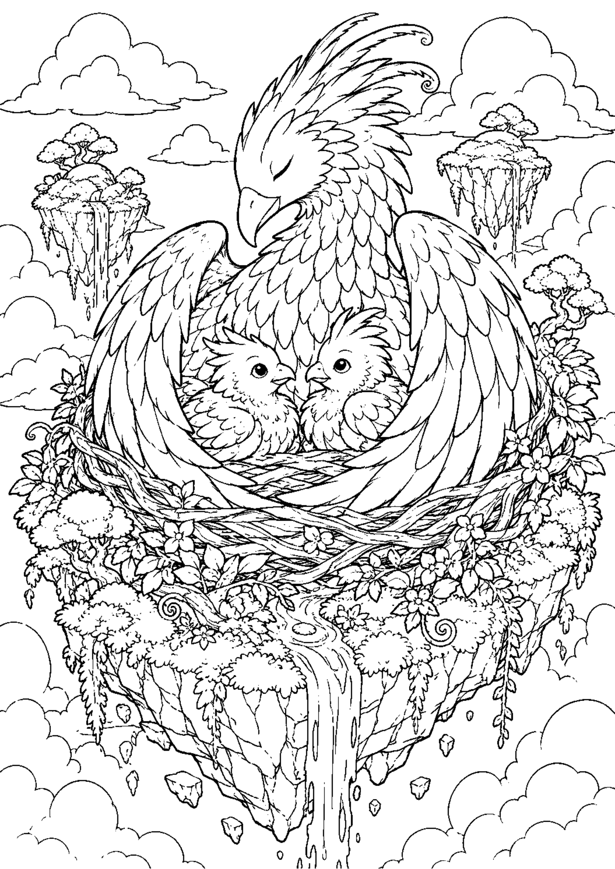 Coloriage Île flottante fantastique à imprimer – dessin n°7
