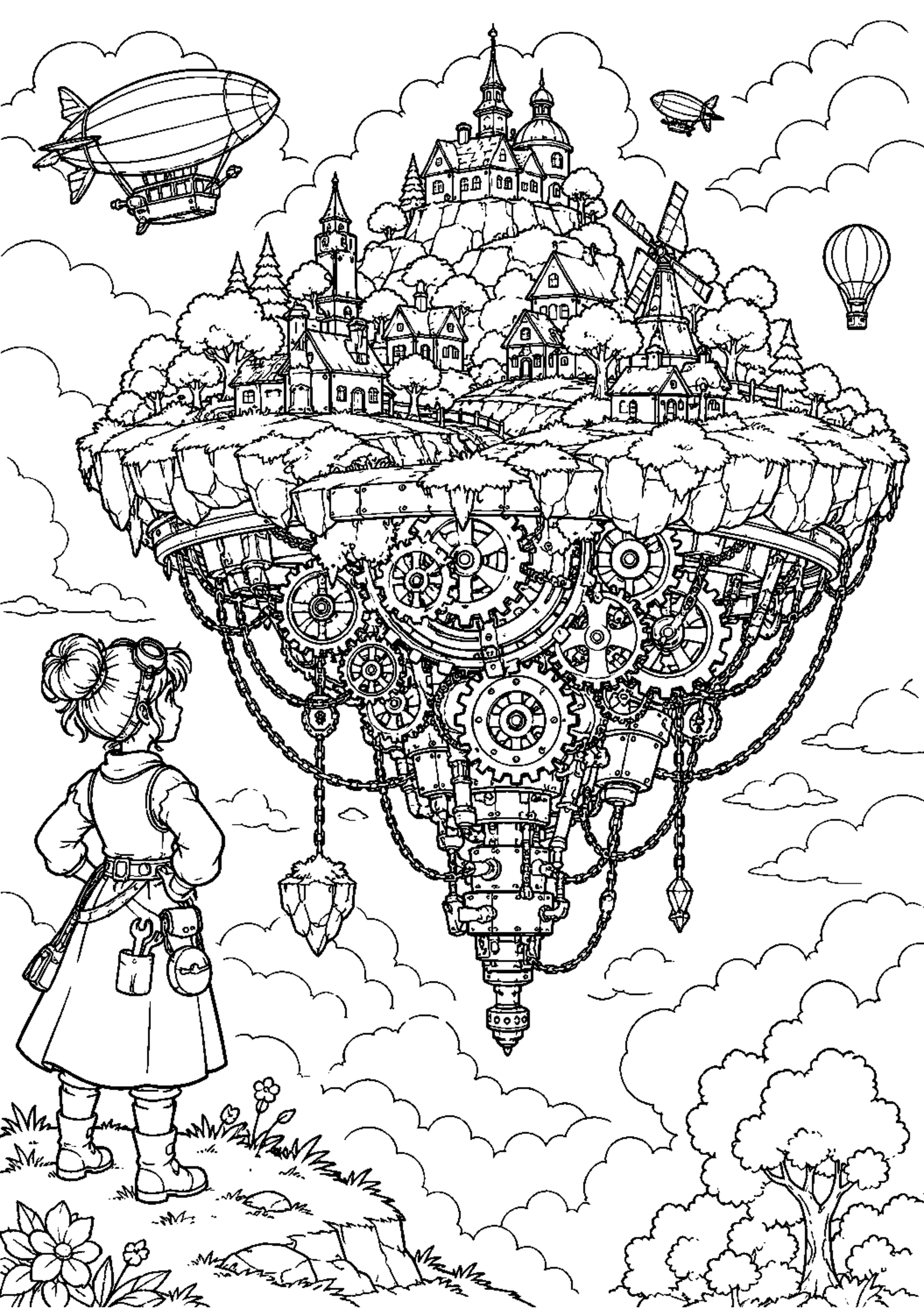 Coloriage Île flottante fantastique à imprimer – dessin n°16