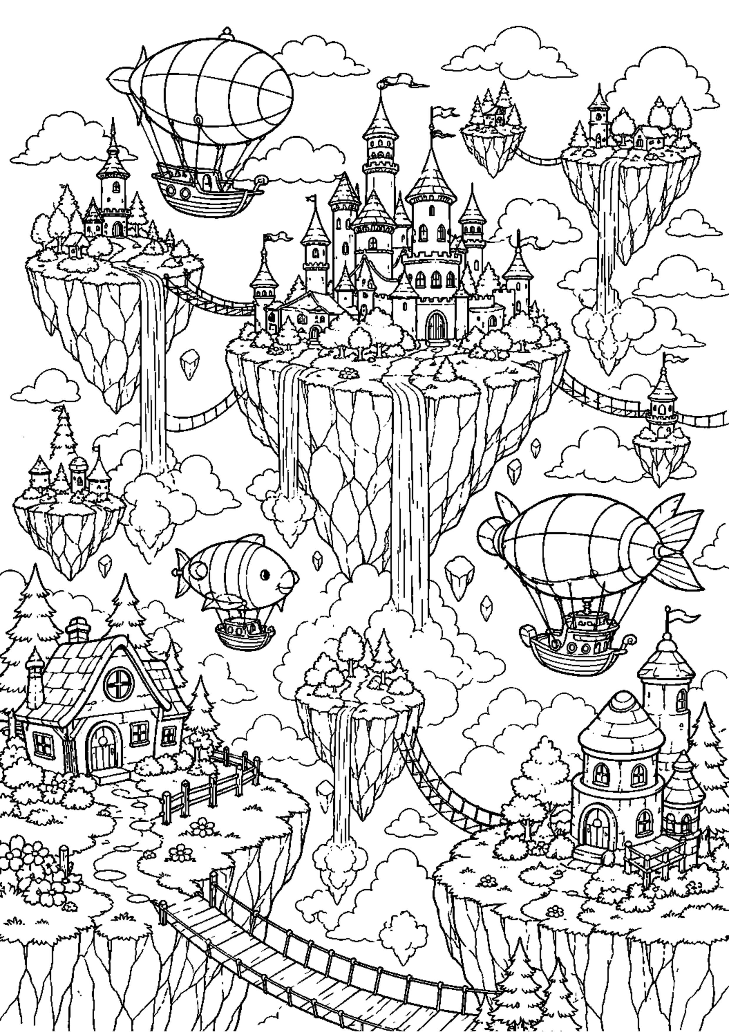 Coloriage Île flottante fantastique à imprimer – dessin n°20