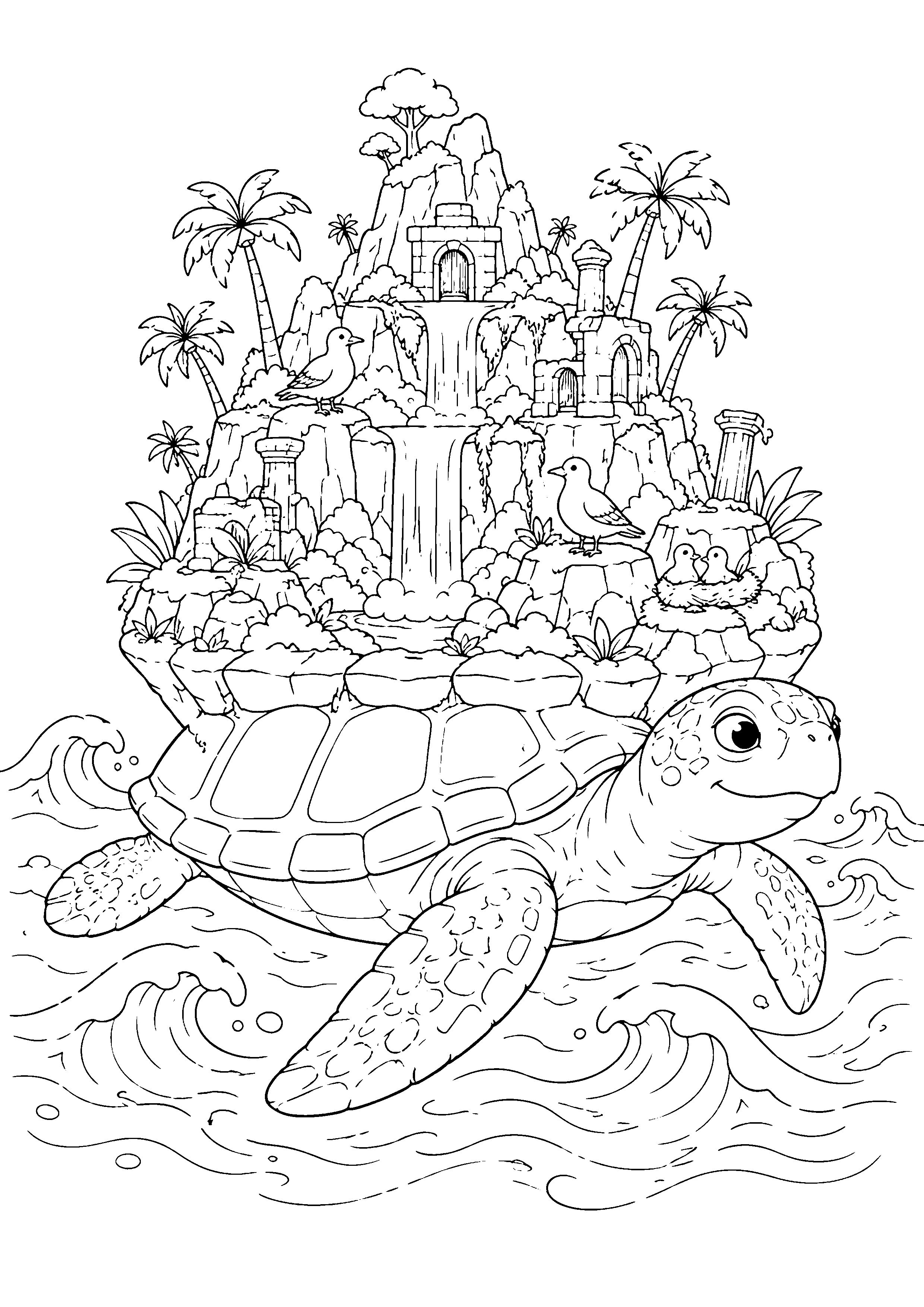 Coloriage île mystérieuse à imprimer – dessin n°2