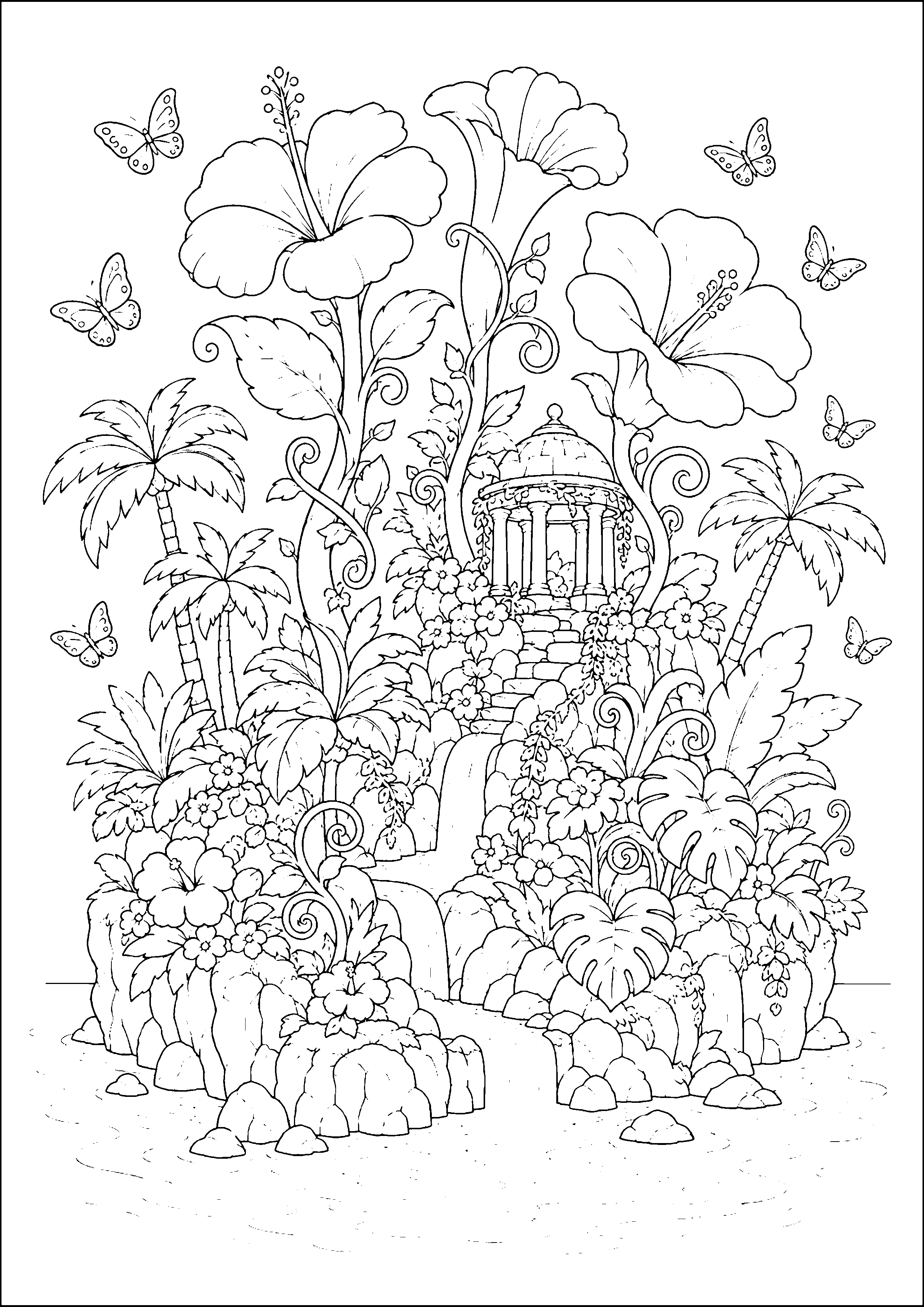 Coloriage île mystérieuse à imprimer – dessin n°3