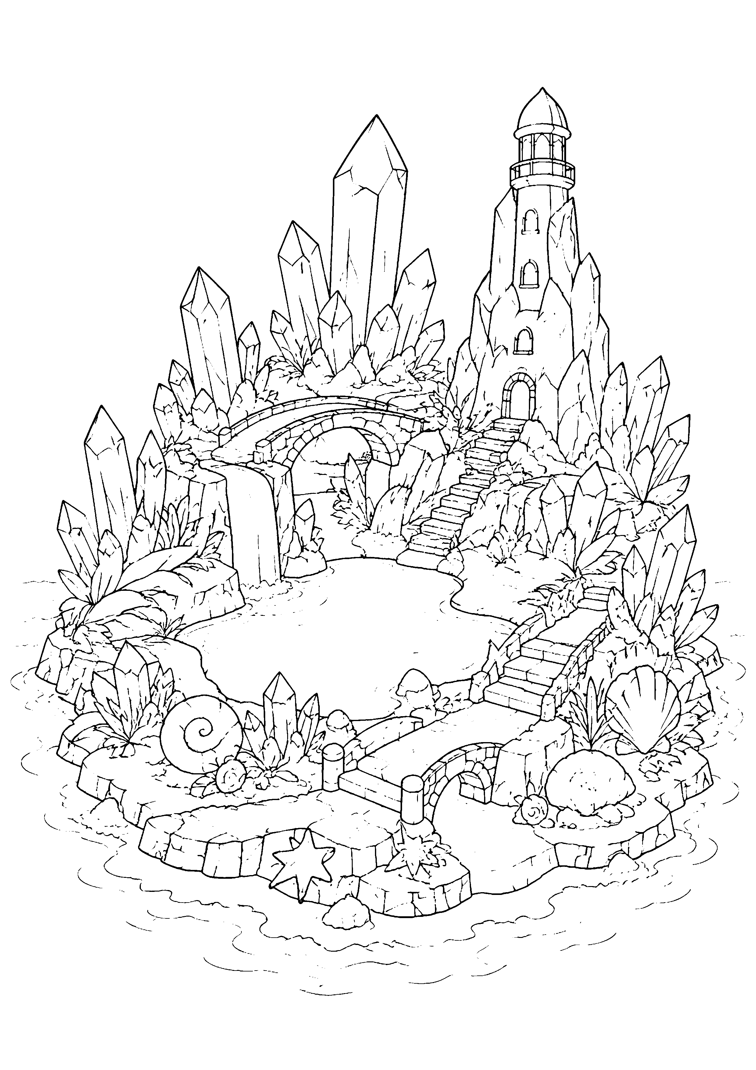 Coloriage île mystérieuse à imprimer – dessin n°4