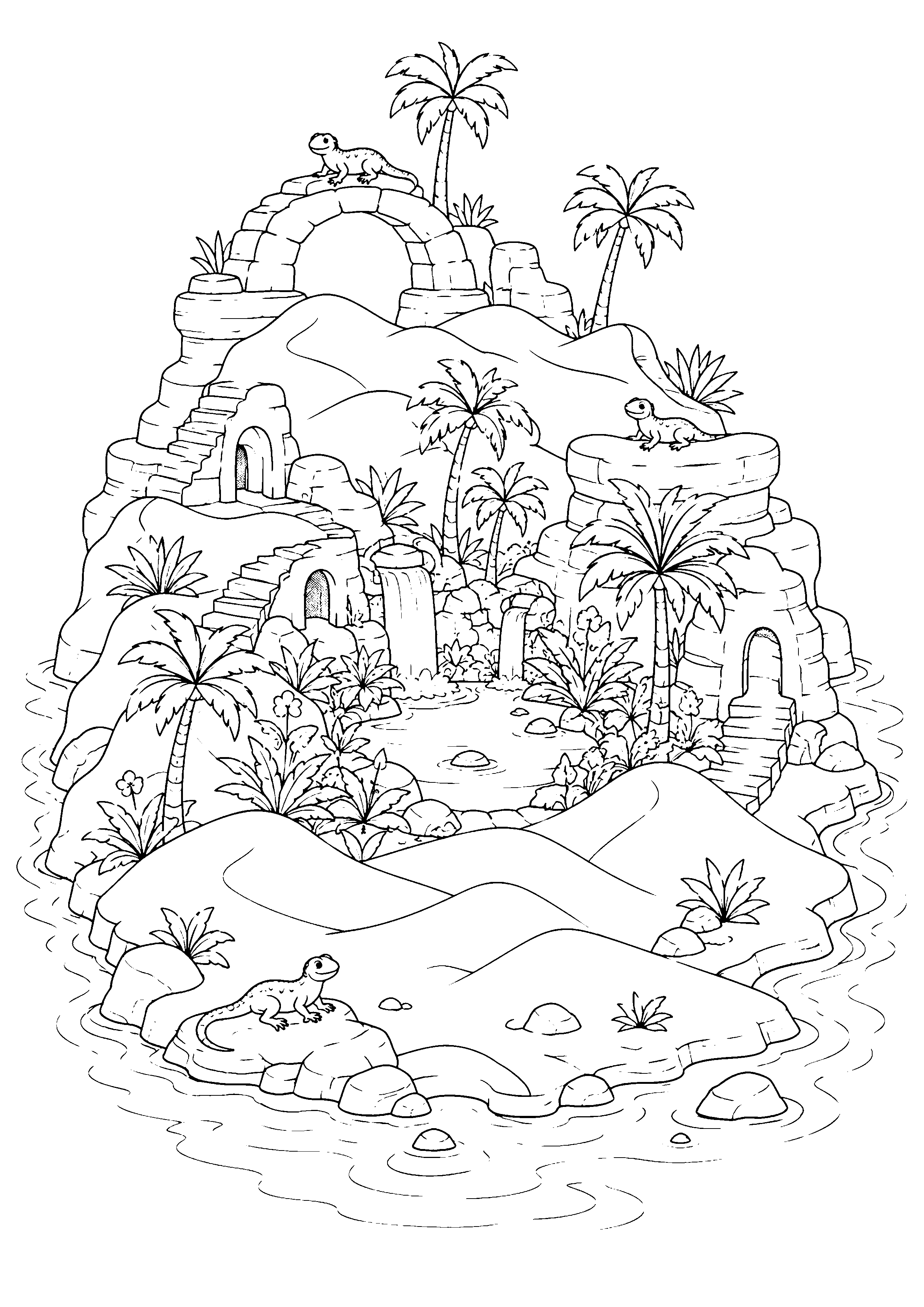 Coloriage île mystérieuse à imprimer – dessin n°8