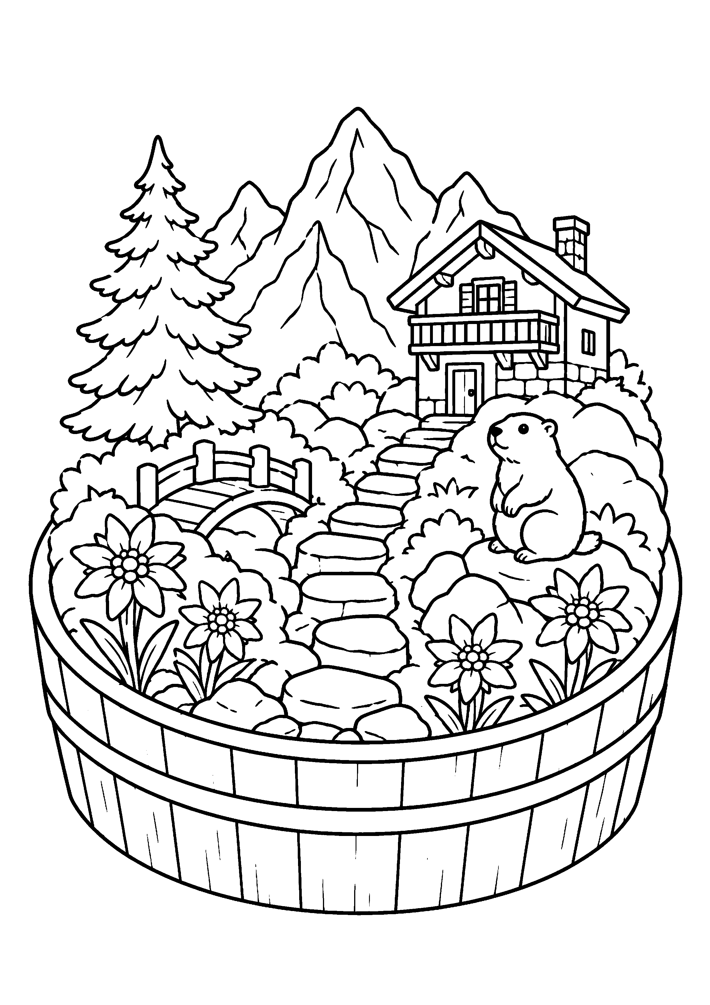 Coloriage jardin miniature à imprimer – dessin n°5