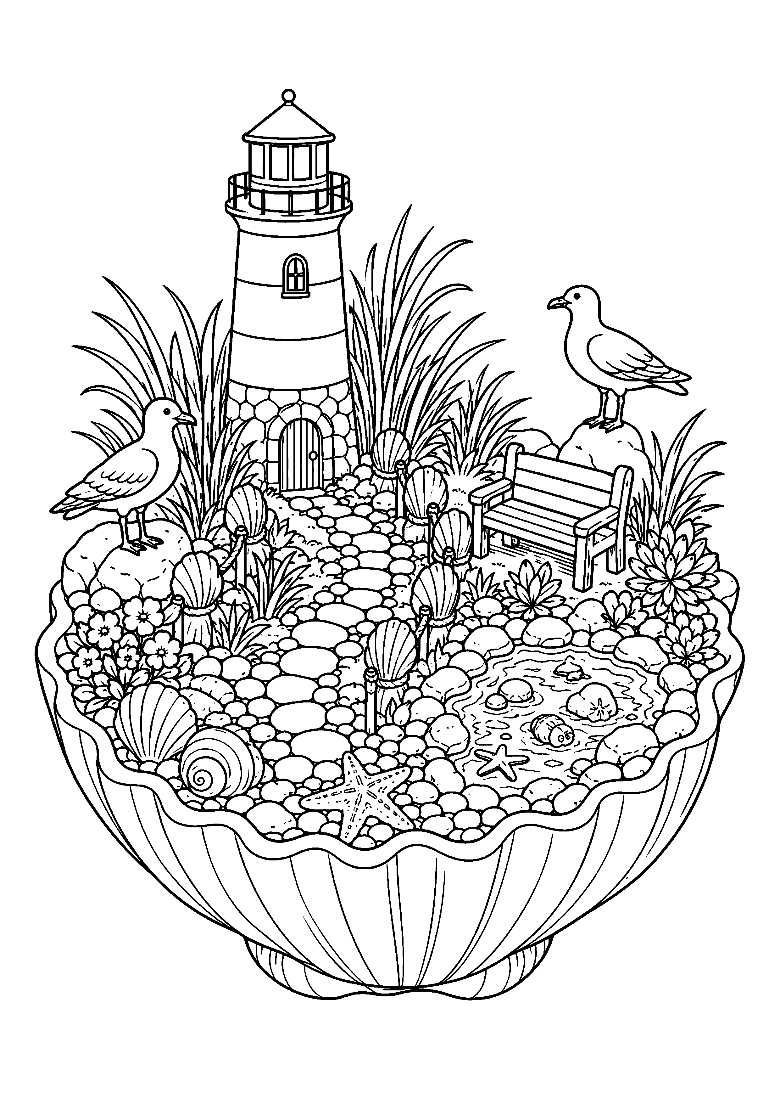 Coloriage jardin miniature à imprimer – dessin n°7