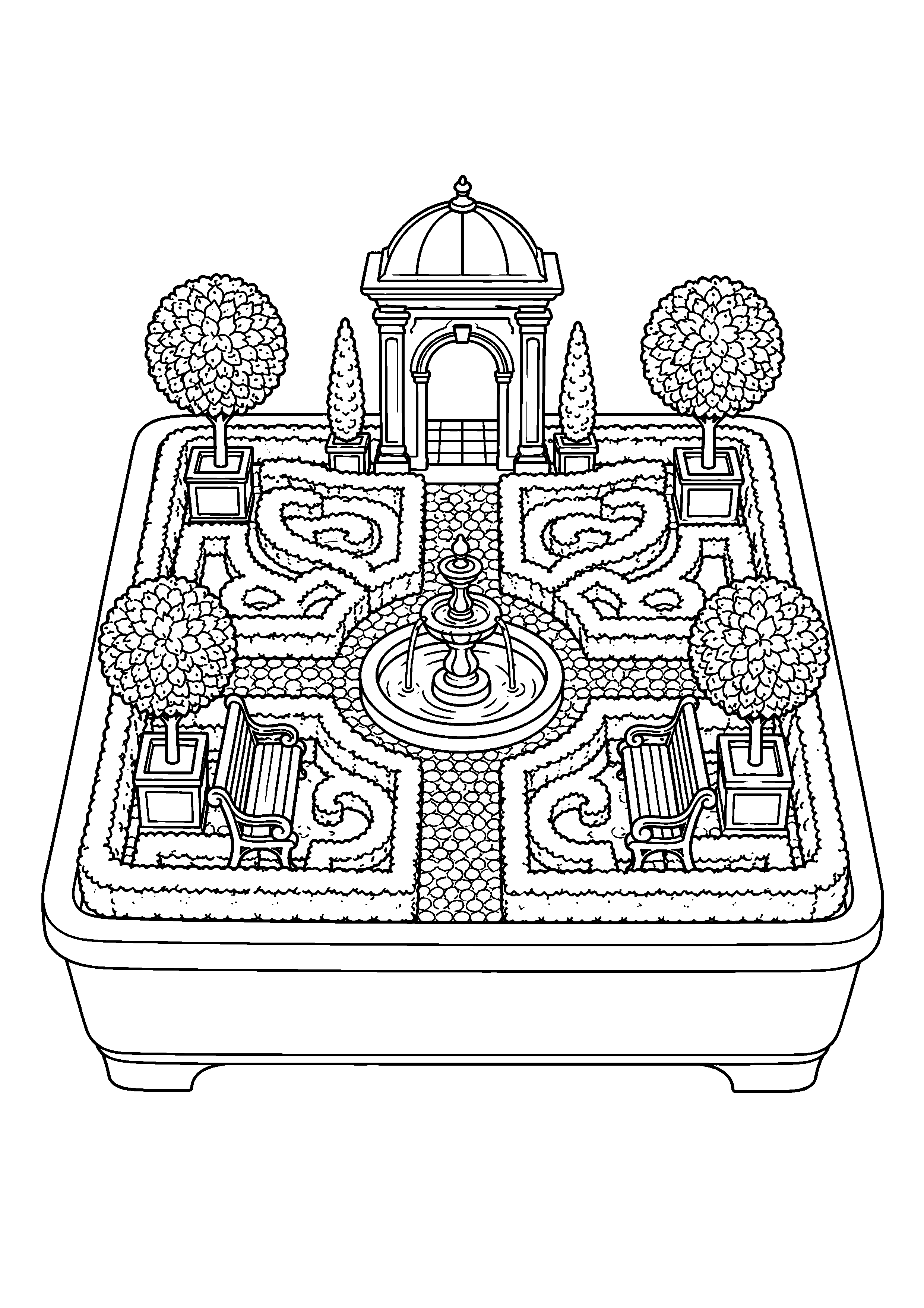 Coloriage jardin miniature à imprimer – dessin n°8