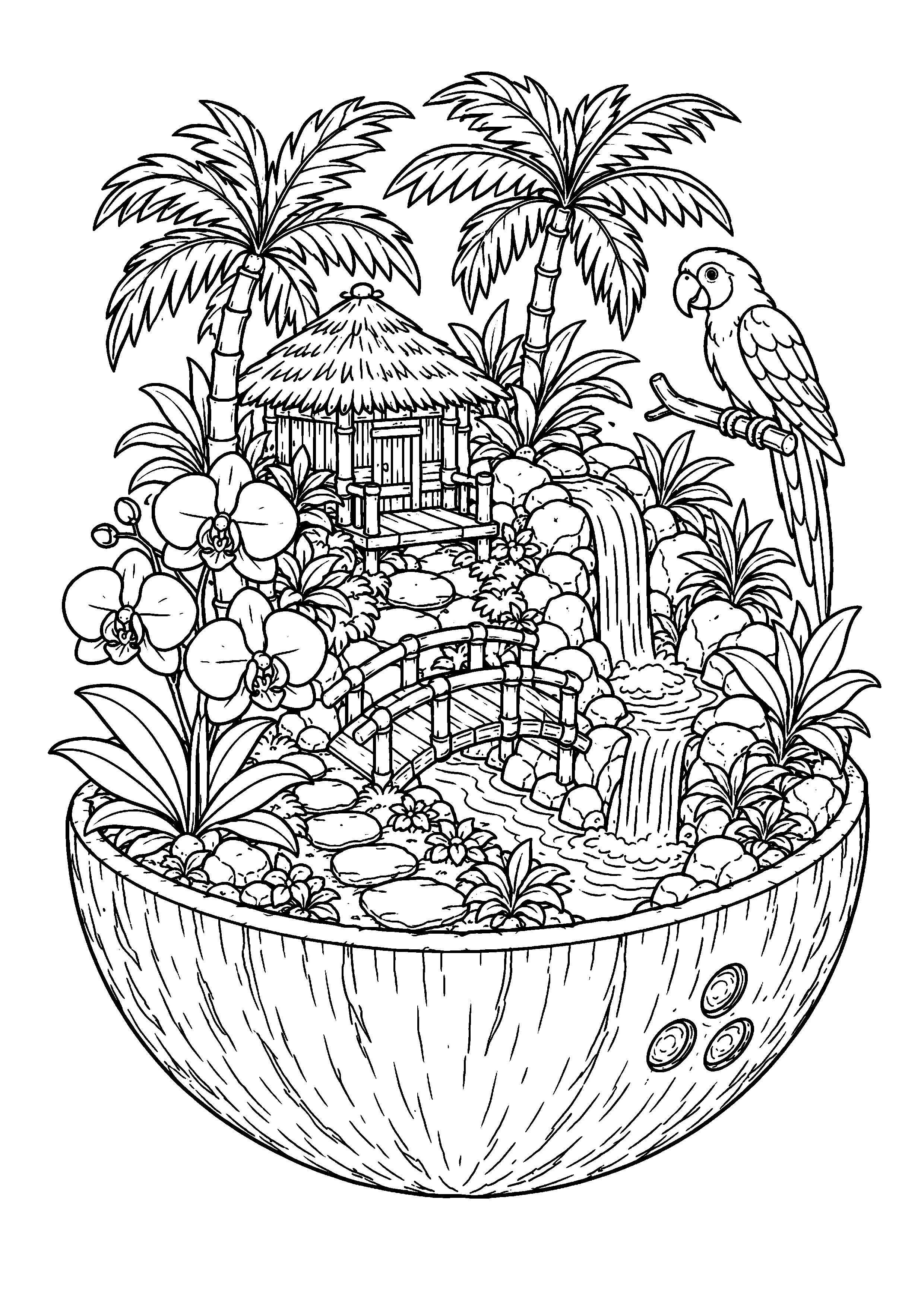 Coloriage jardin miniature à imprimer – dessin n°9