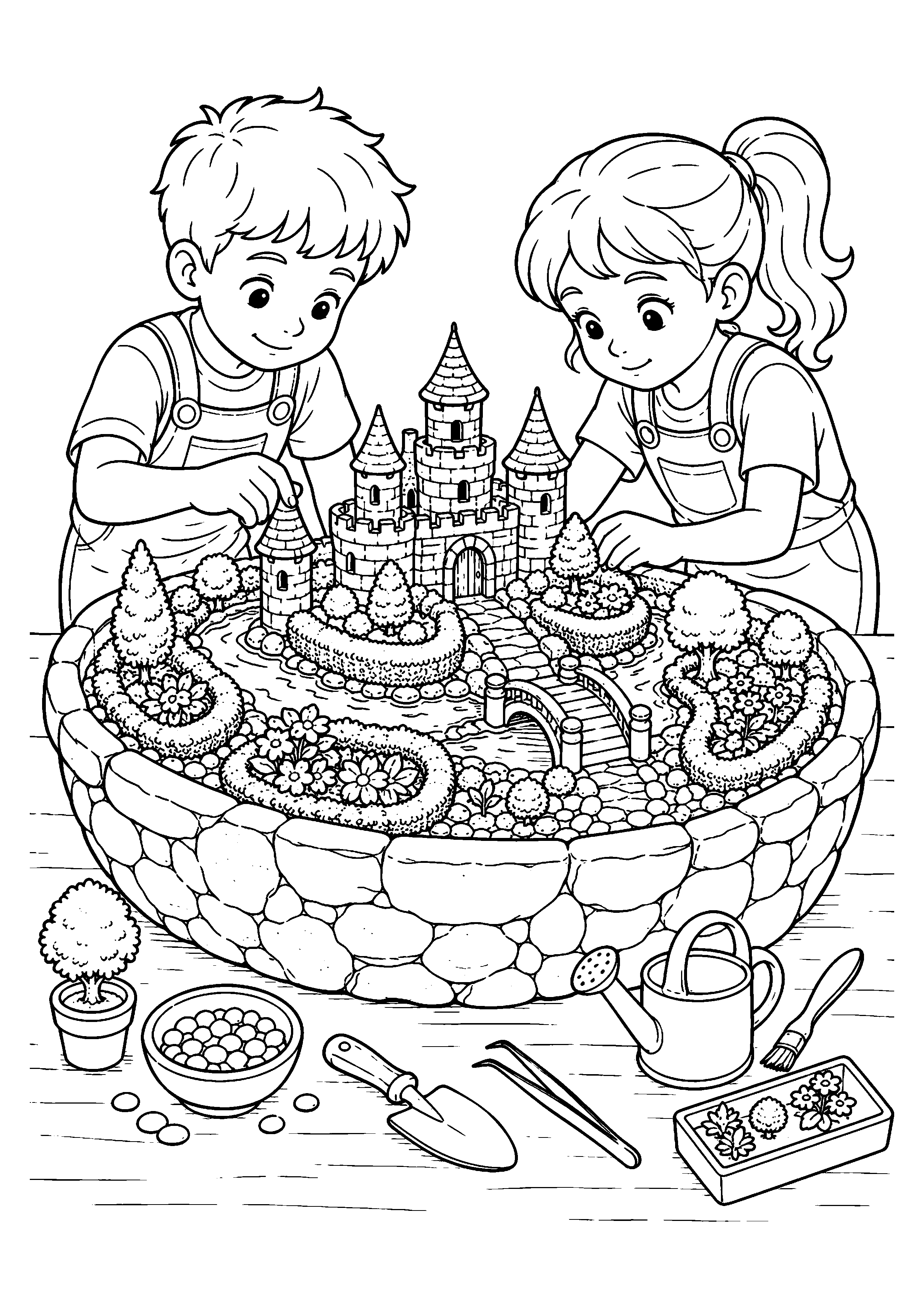 Coloriage jardin miniature à imprimer – dessin n°10