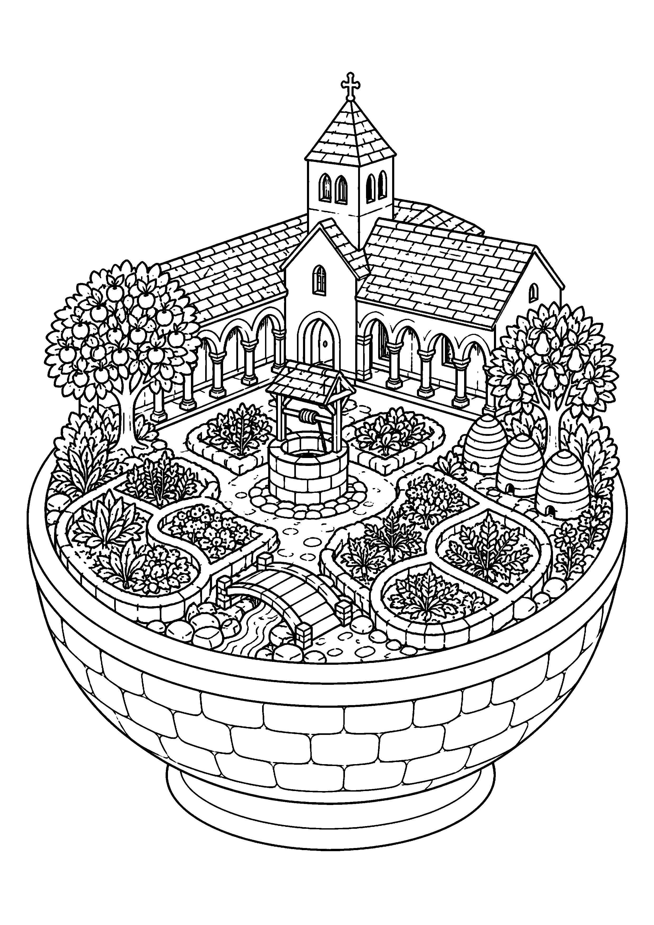 Coloriage jardin miniature à imprimer – dessin n°12