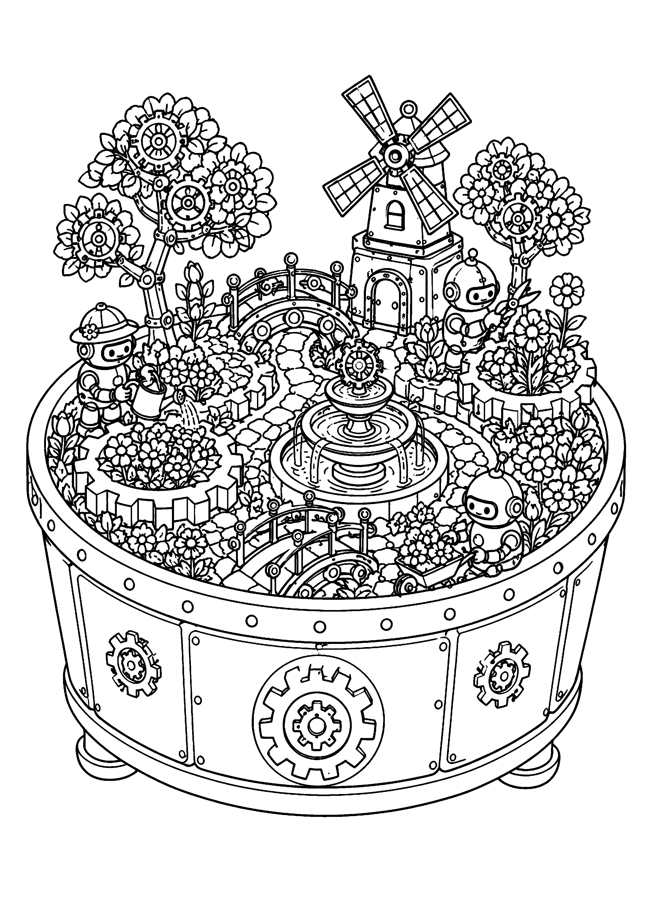 Coloriage jardin miniature à imprimer – dessin n°14