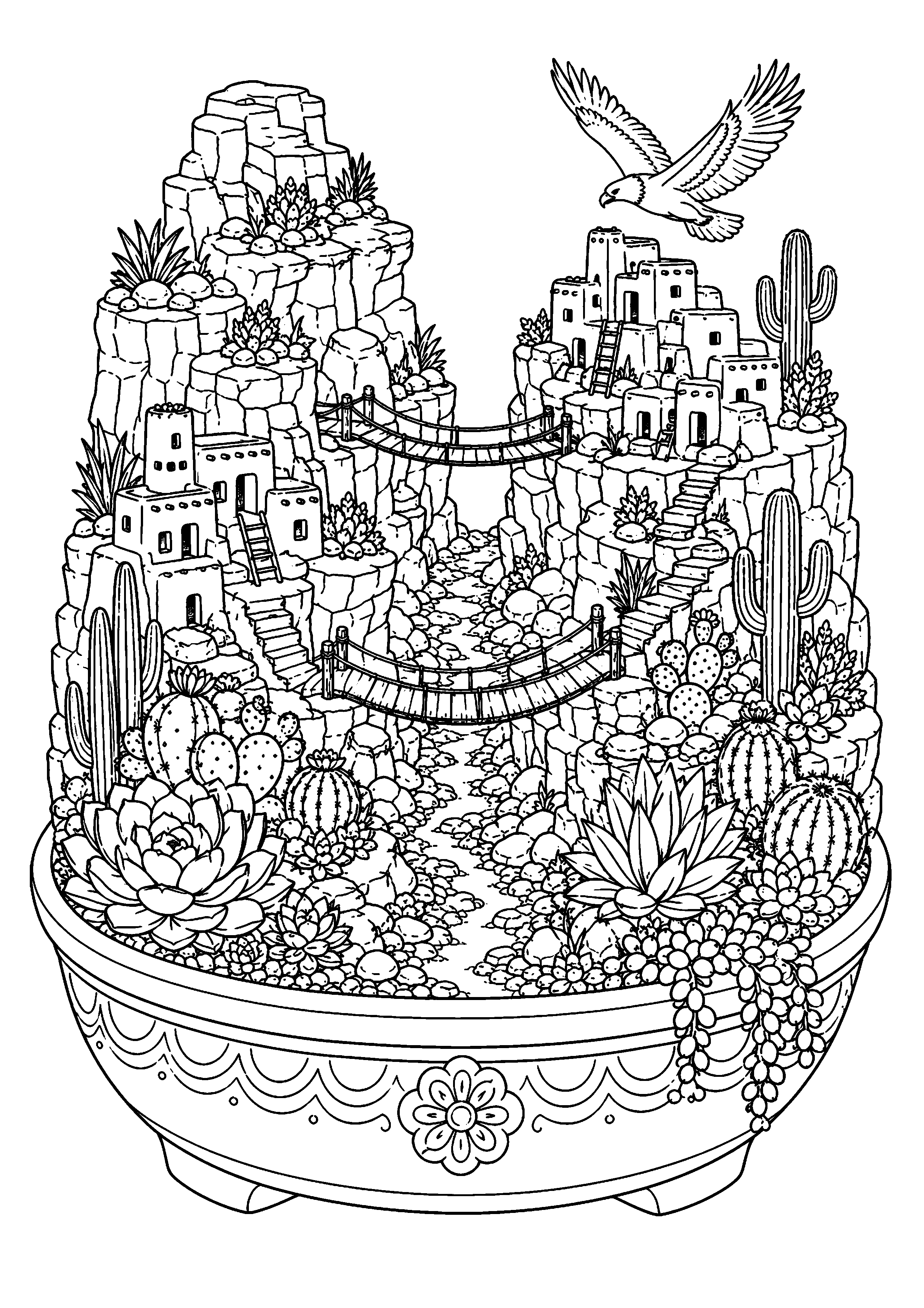 Coloriage jardin miniature à imprimer – dessin n°15