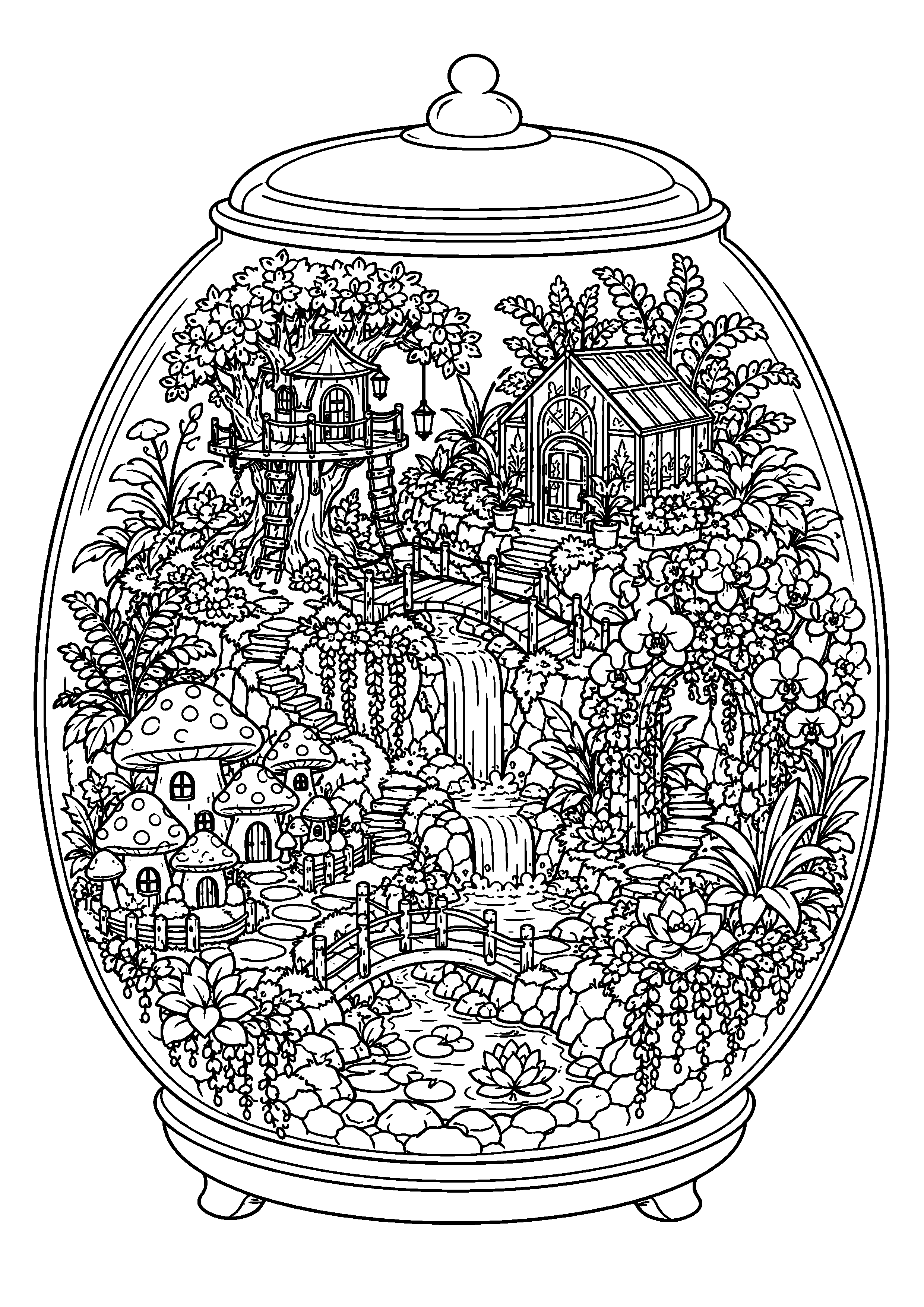 Coloriage jardin miniature à imprimer – dessin n°17