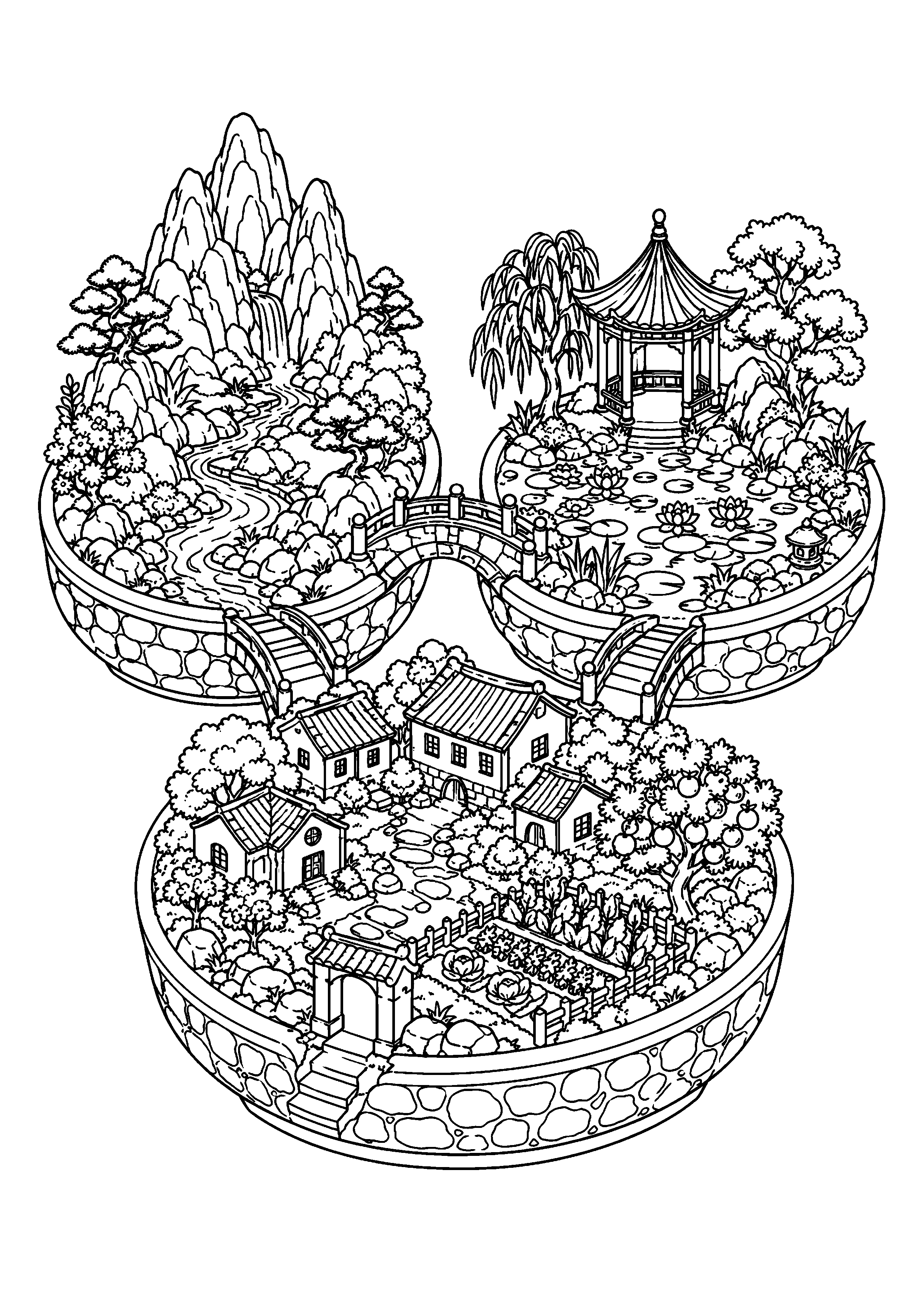 Coloriage jardin miniature à imprimer – dessin n°18
