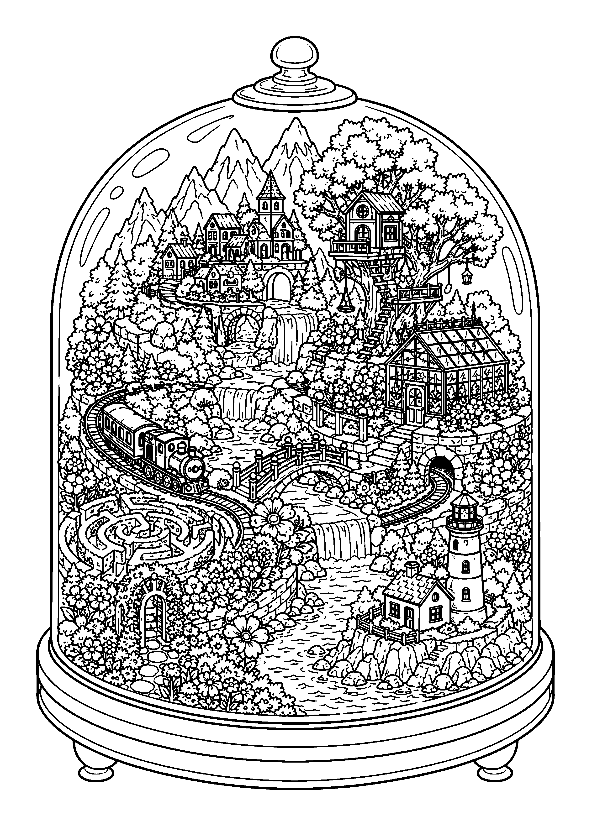Coloriage jardin miniature à imprimer – dessin n°19