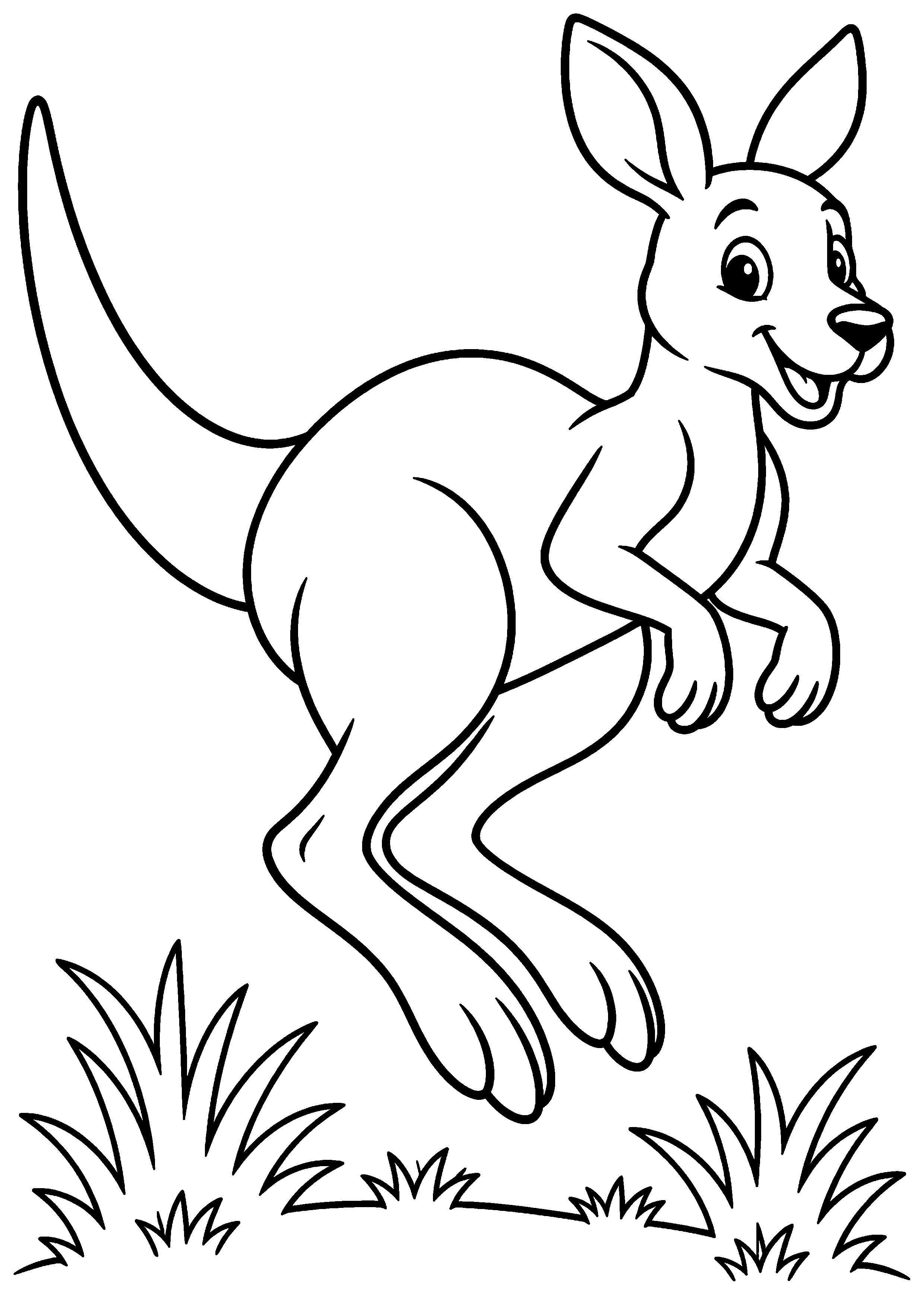 Coloriage kangourou de profil marchant dans son habitat à imprimer