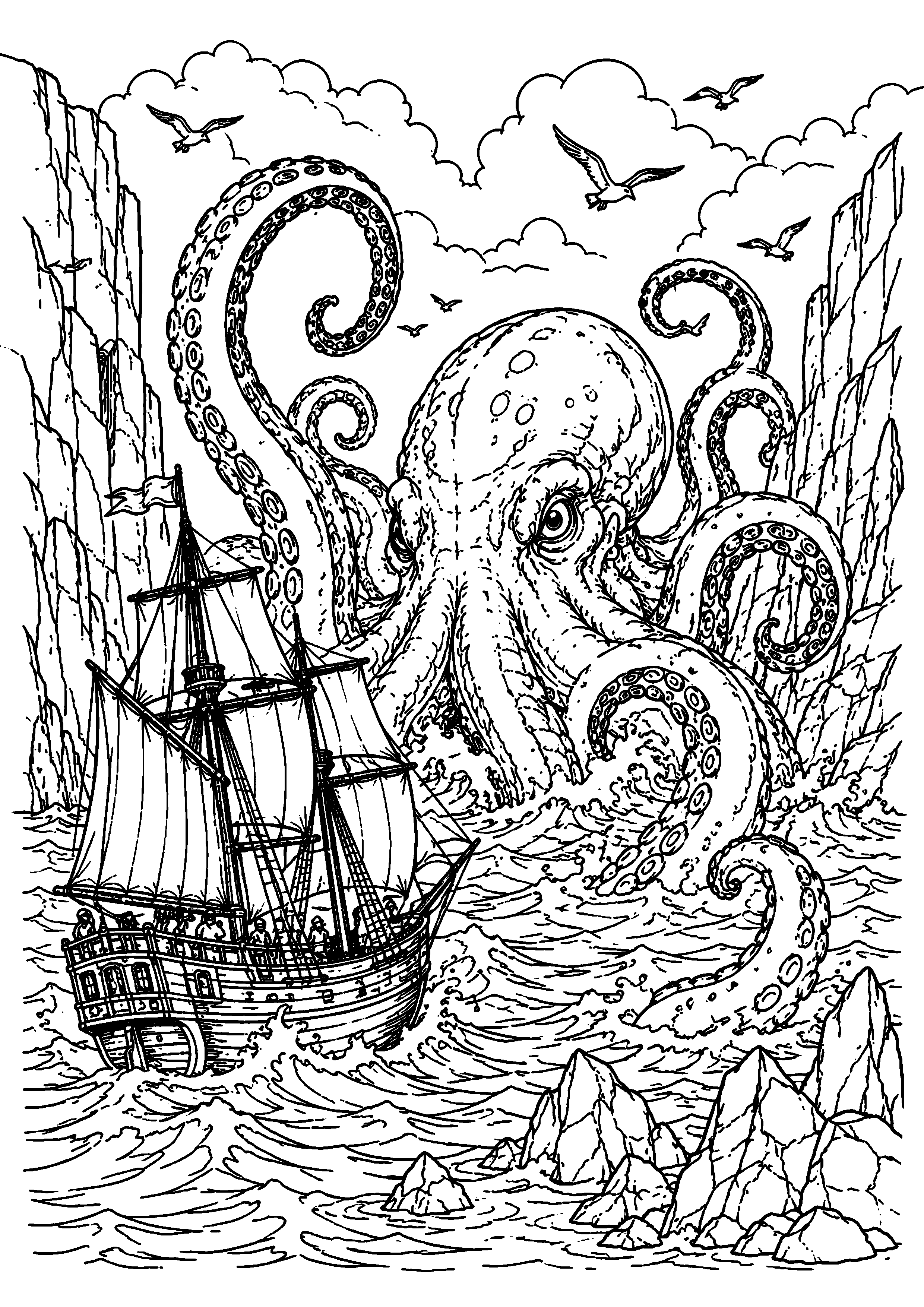 Coloriage Kraken à imprimer – dessin n°16