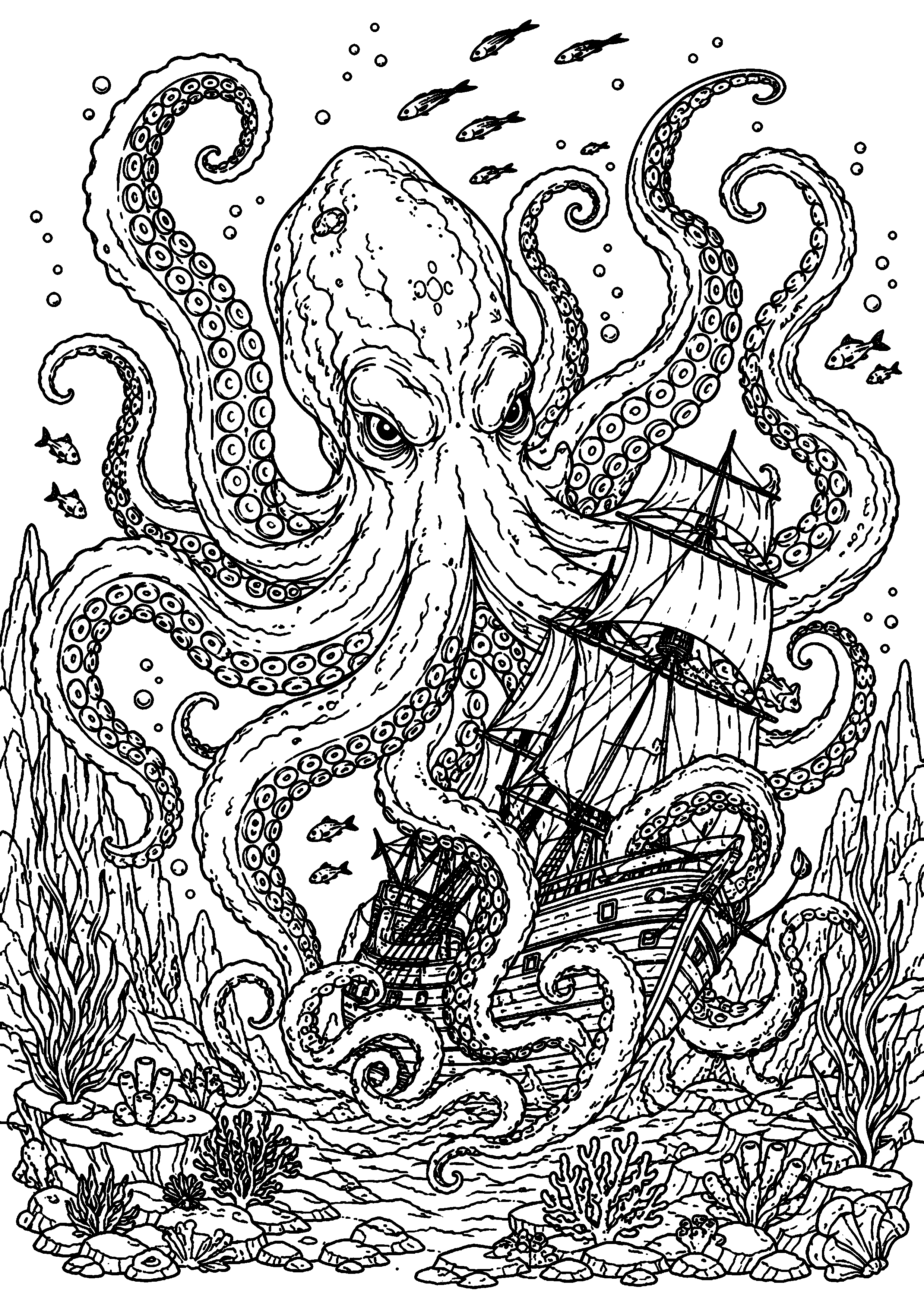 Coloriage Kraken à imprimer – dessin n°19