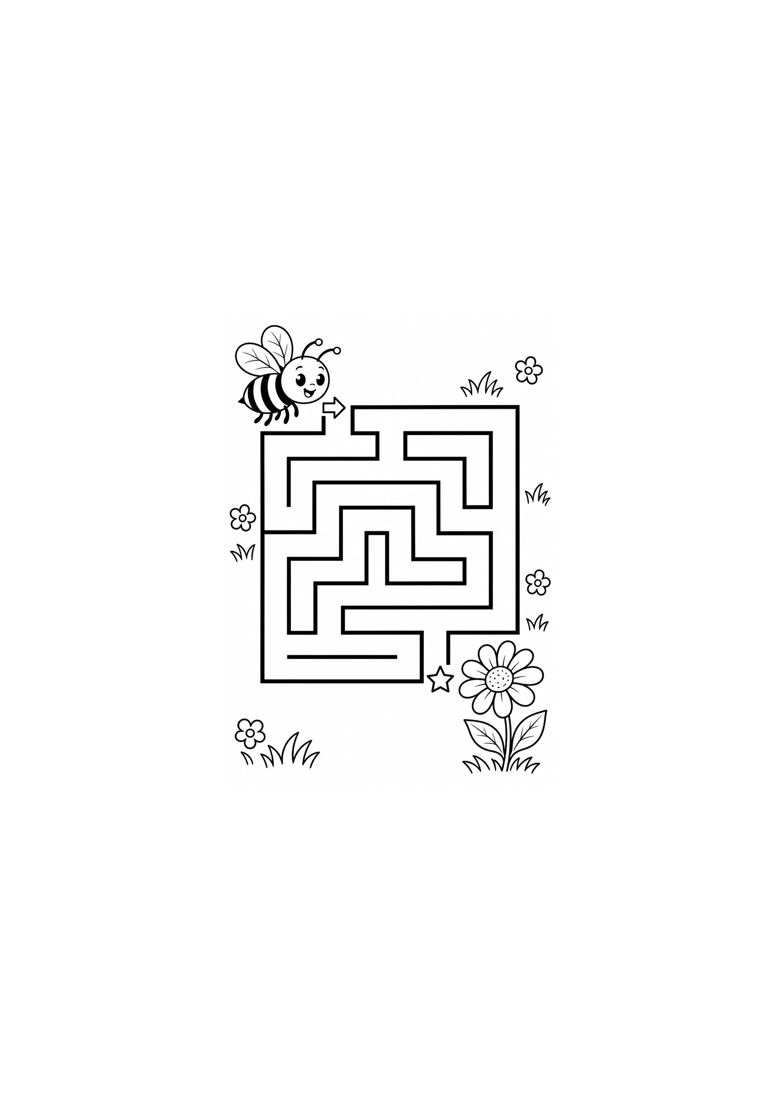 Coloriage abeille vers sa fleur à imprimer