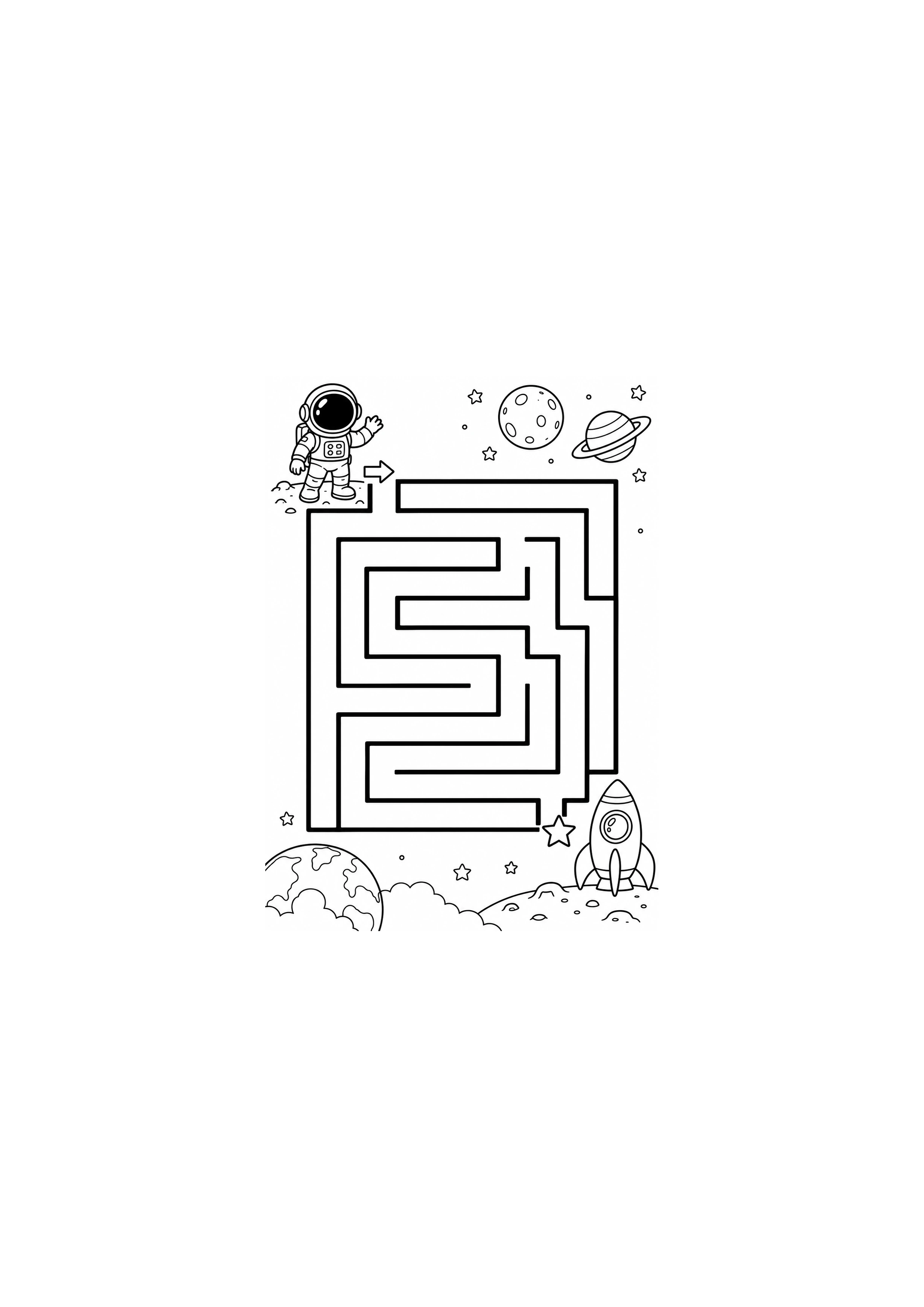 Coloriage astronaute générique vers sa fusée à imprimer