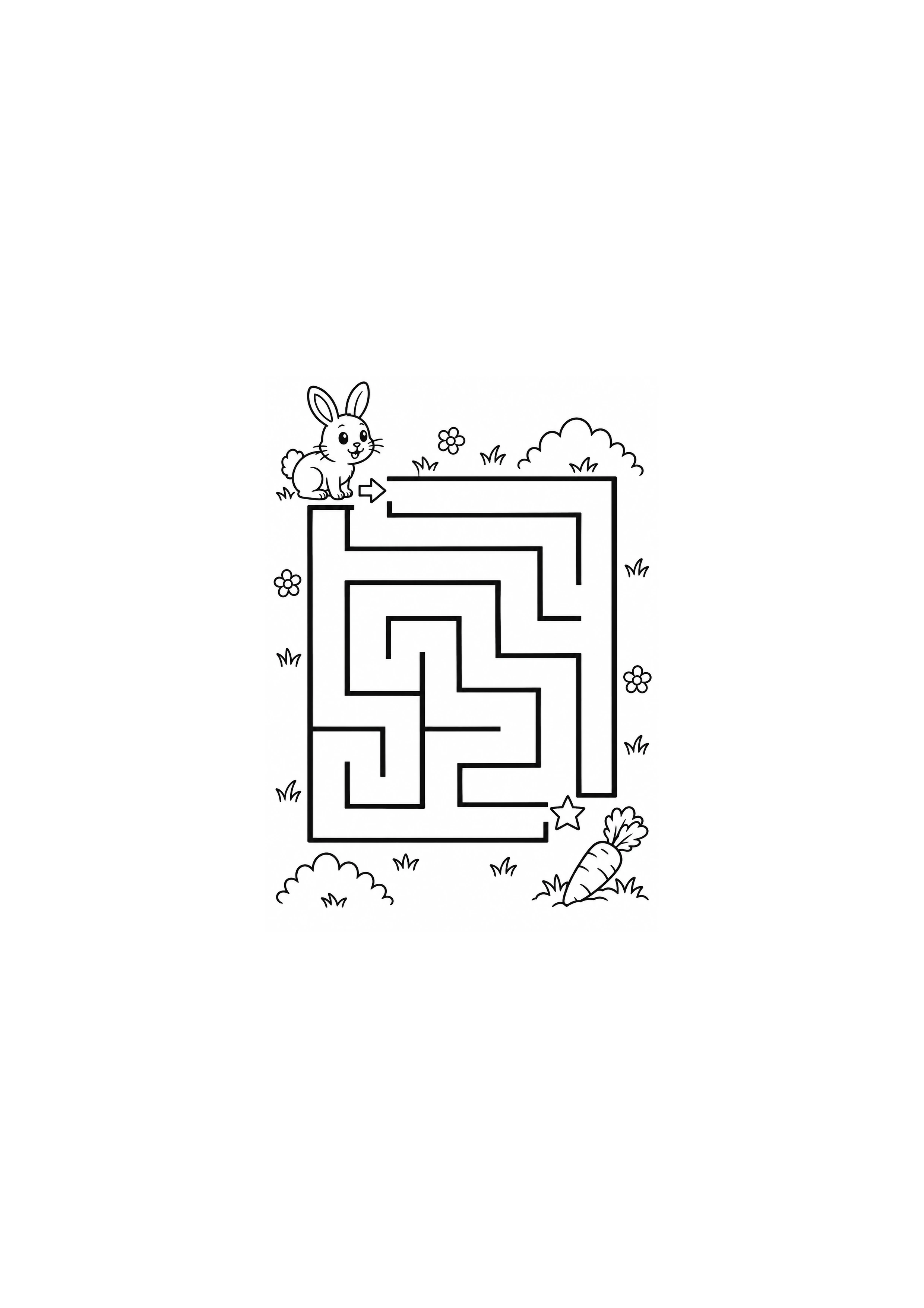 Coloriage lapin vers sa carotte à imprimer