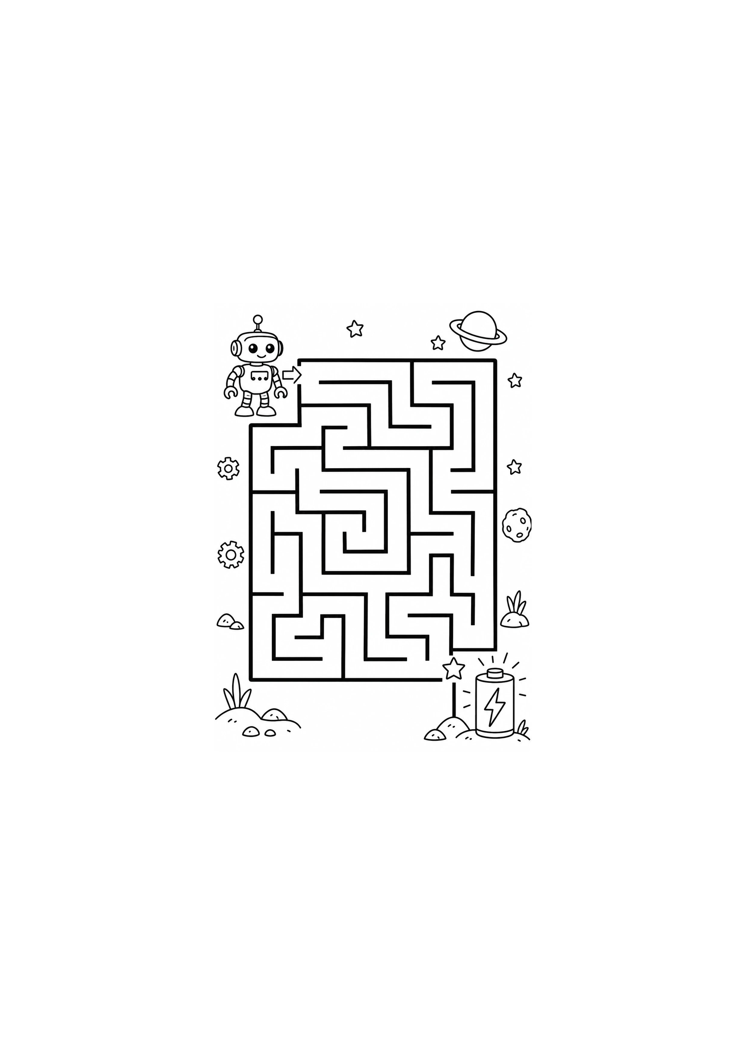 Coloriage robot vers sa batterie à imprimer