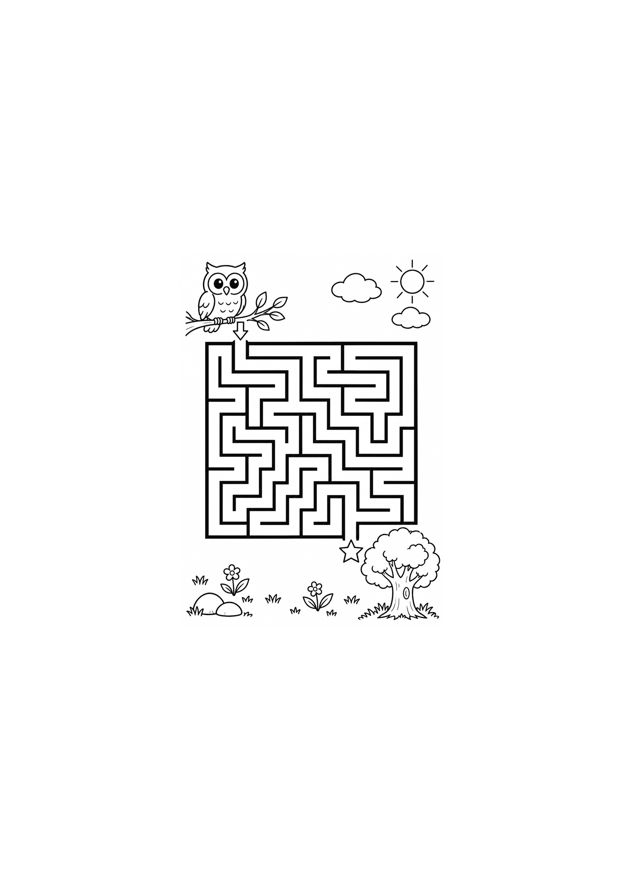 Coloriage hibou vers son arbre à imprimer