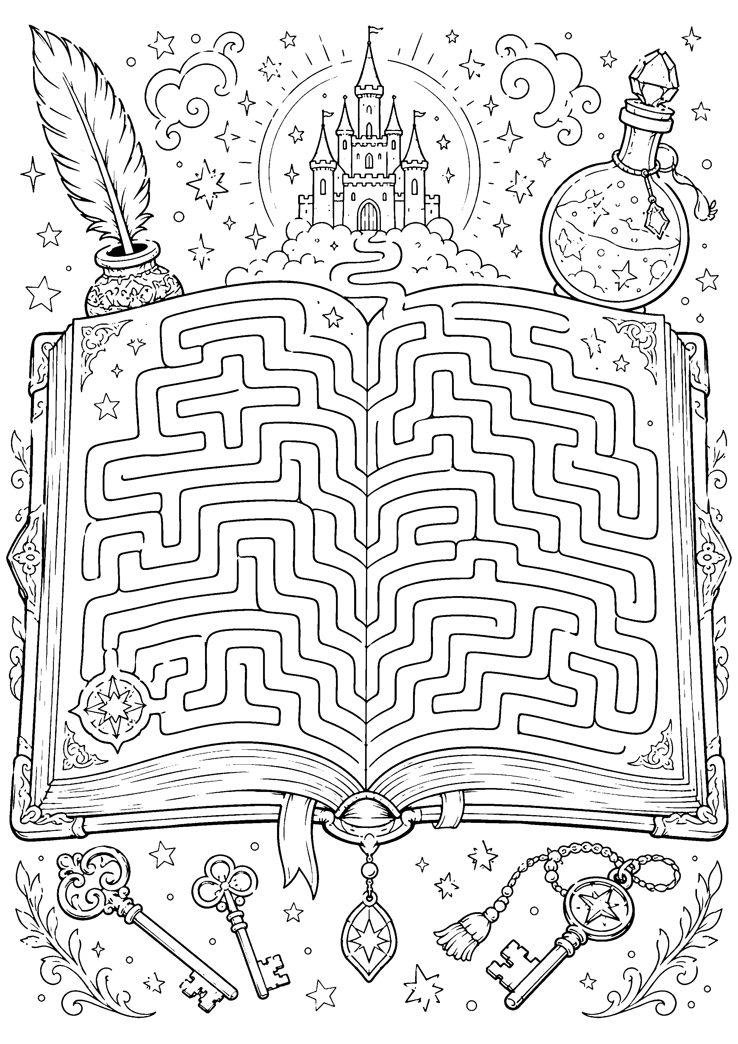 Coloriage labyrinthe fantastique à imprimer – dessin n°13