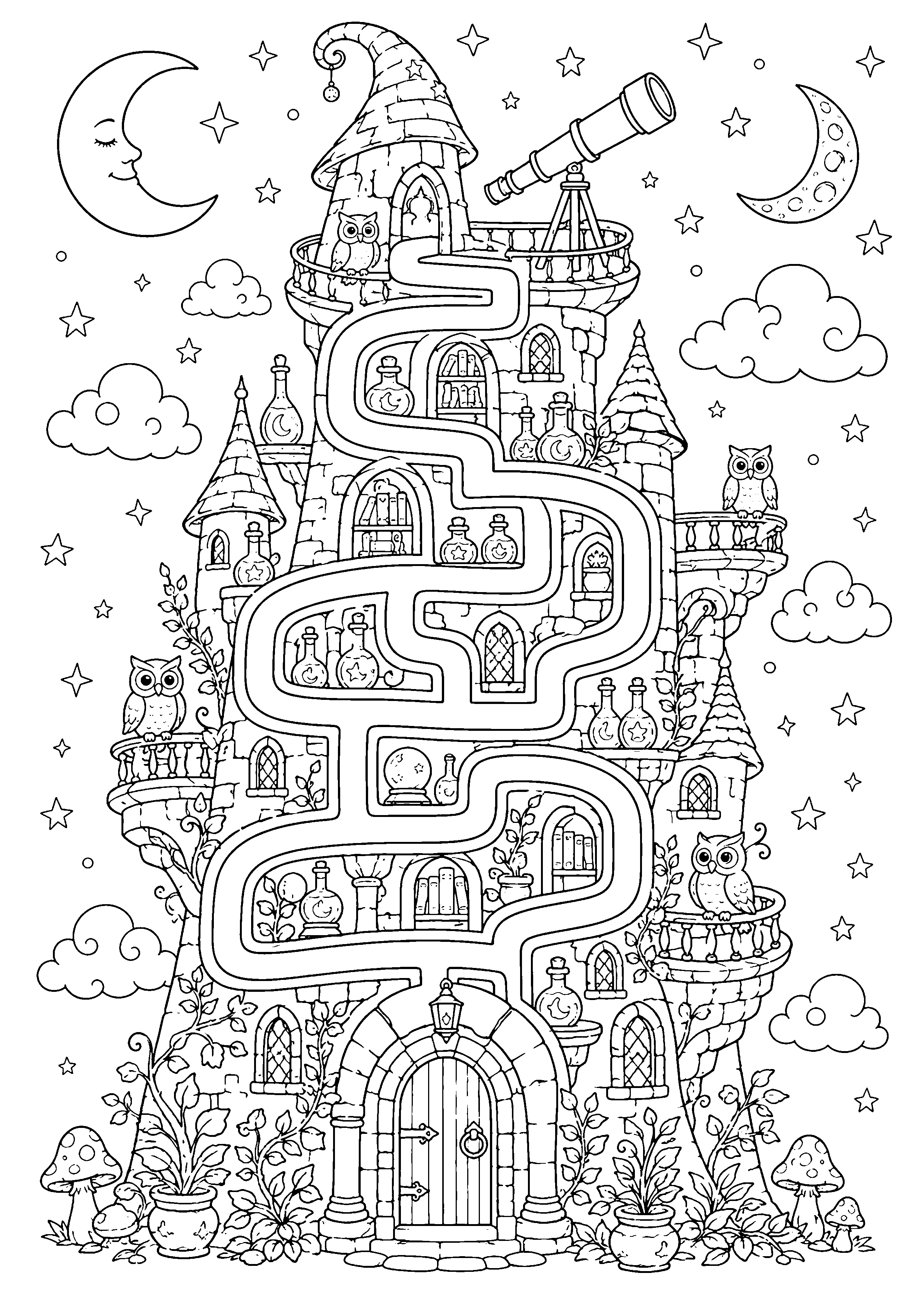 Coloriage labyrinthe fantastique à imprimer – dessin n°19