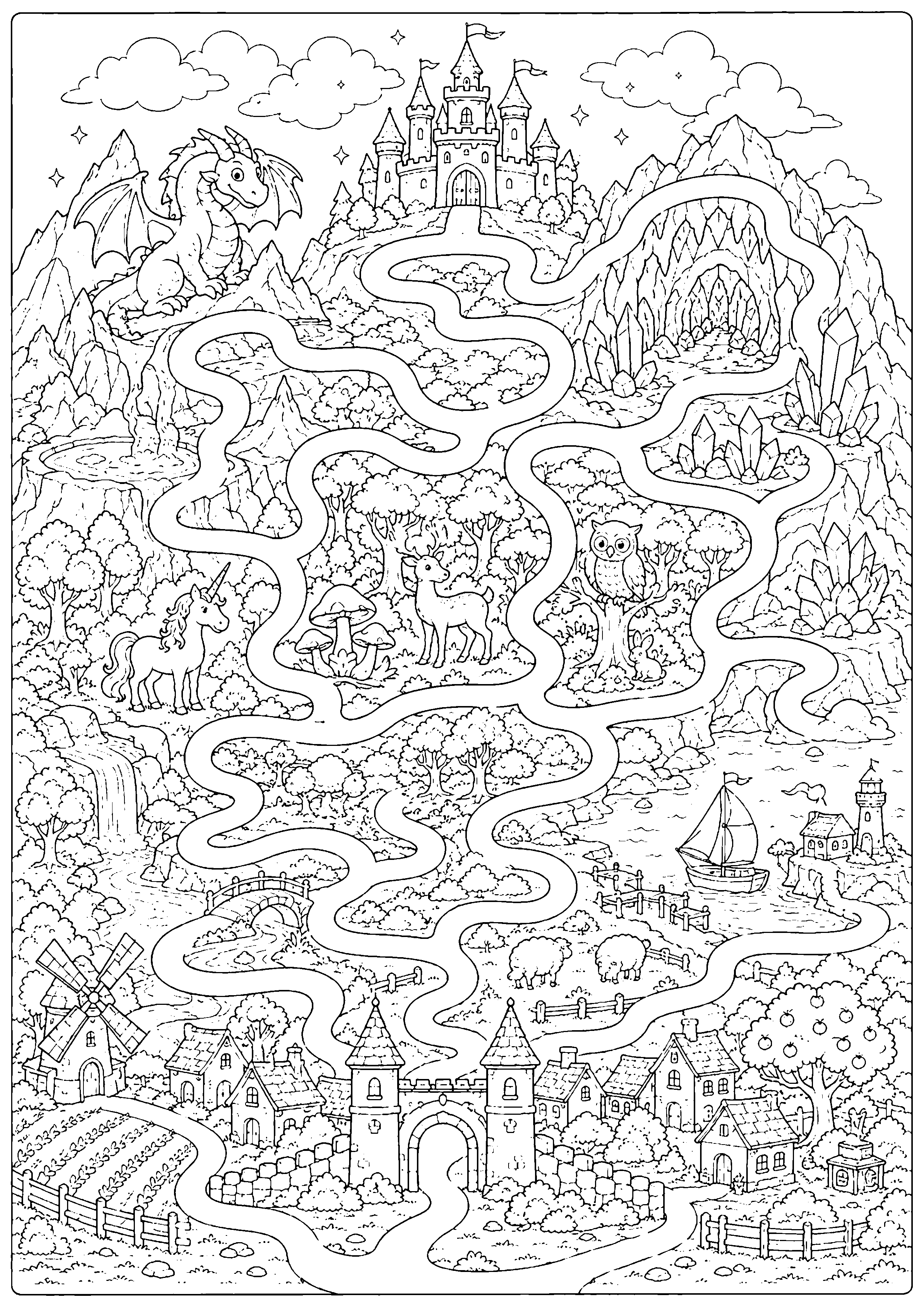 Coloriage labyrinthe fantastique à imprimer – dessin n°20