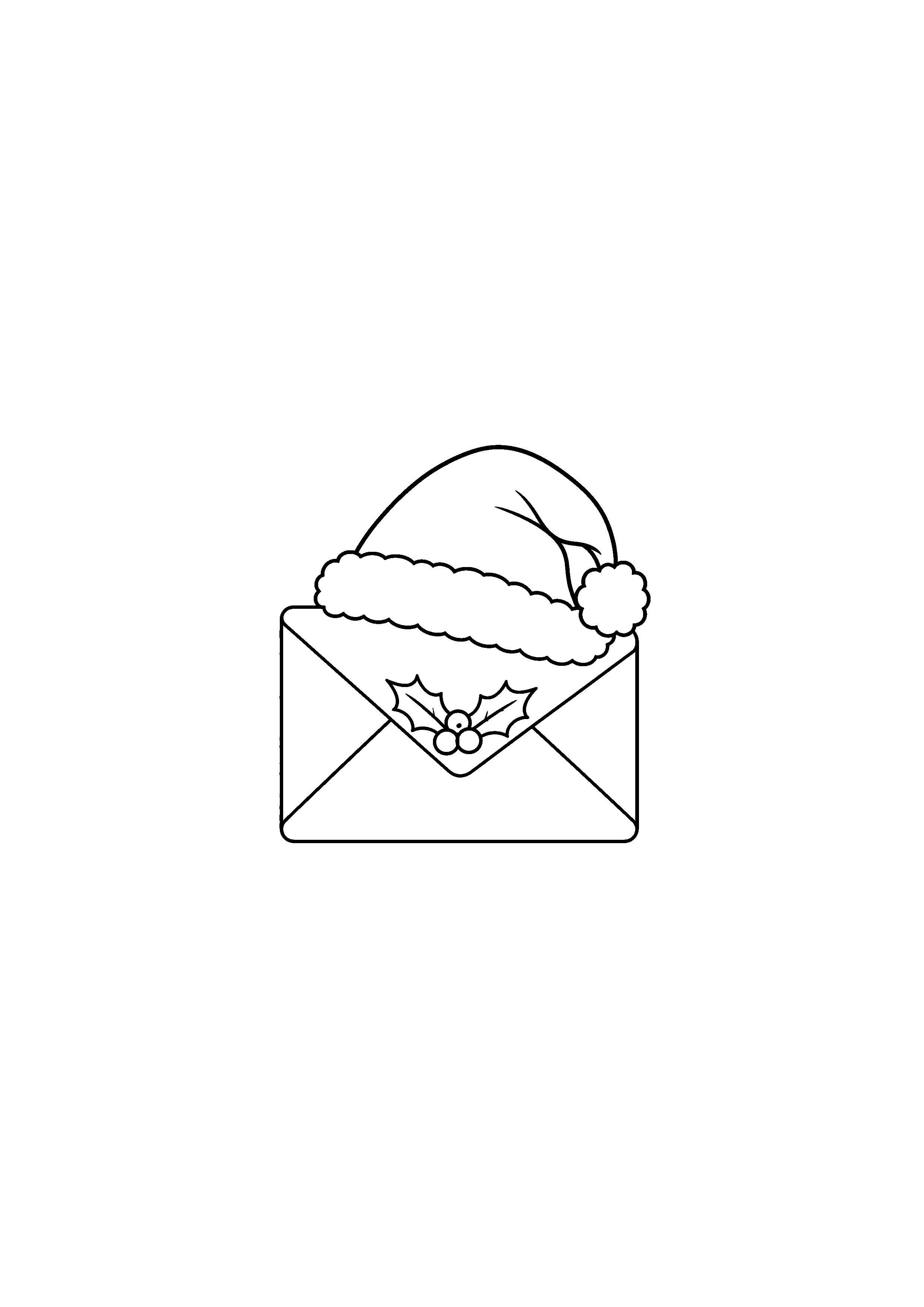 Coloriage Enveloppe vierge avec bonnet de Noël à imprimer
