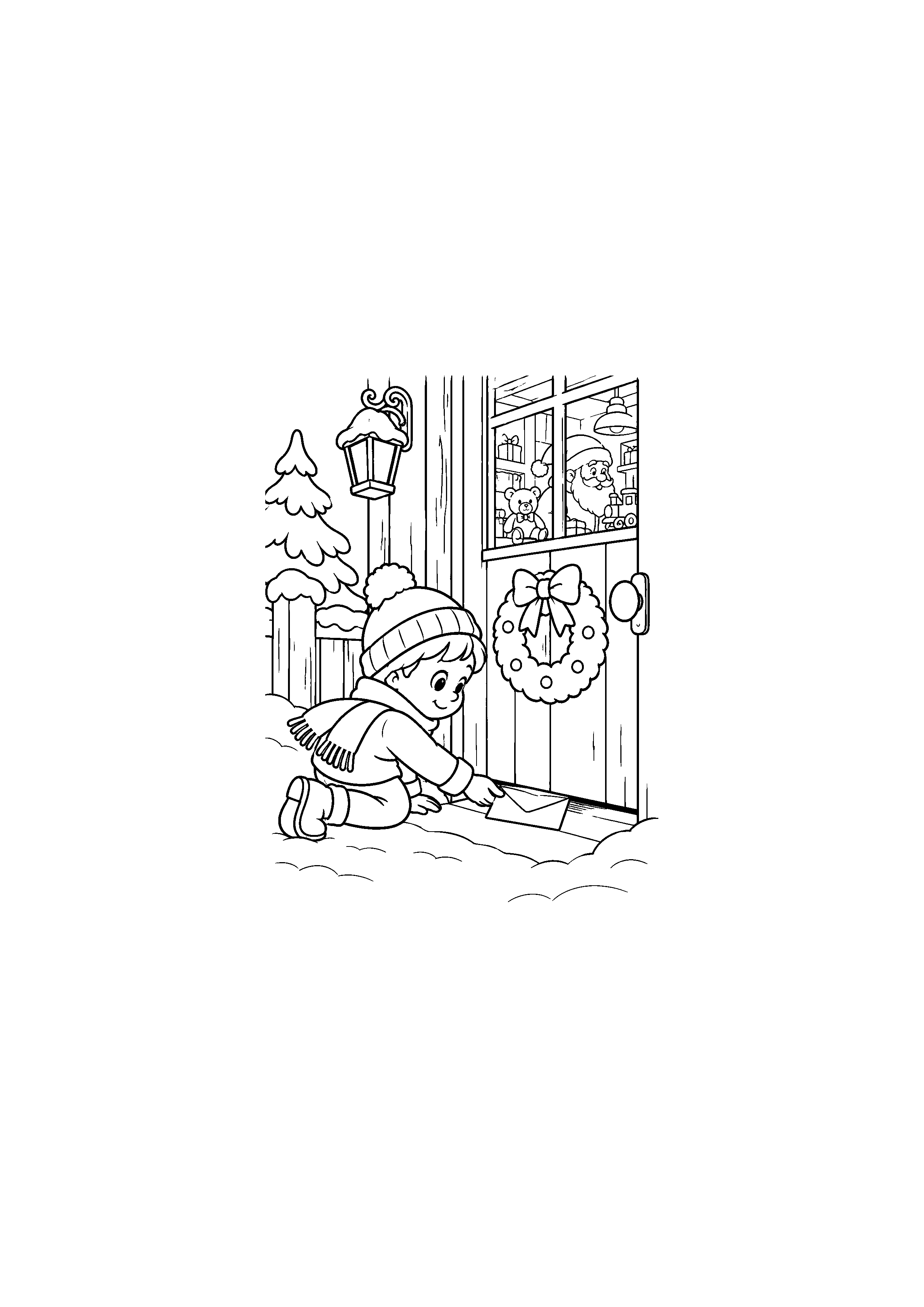 Coloriage Enfant dessinant une étoile de Noël à imprimer gratuitement