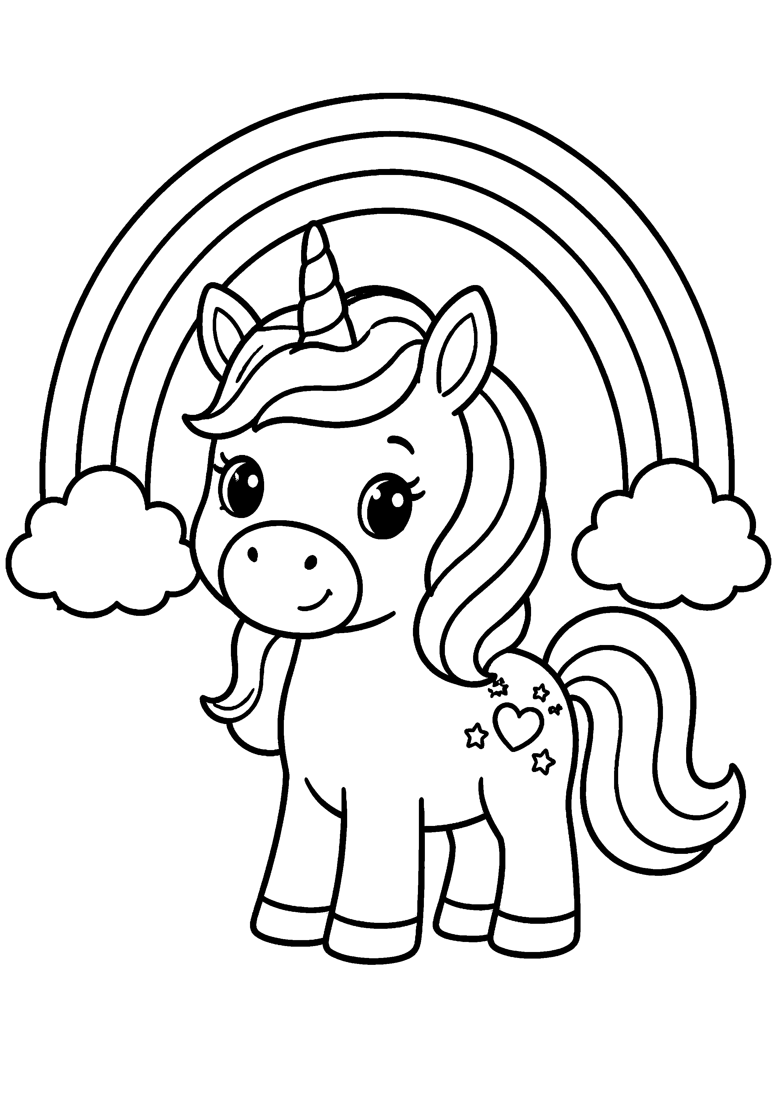 Coloriage Licorne arc-en-ciel à imprimer – dessin 1