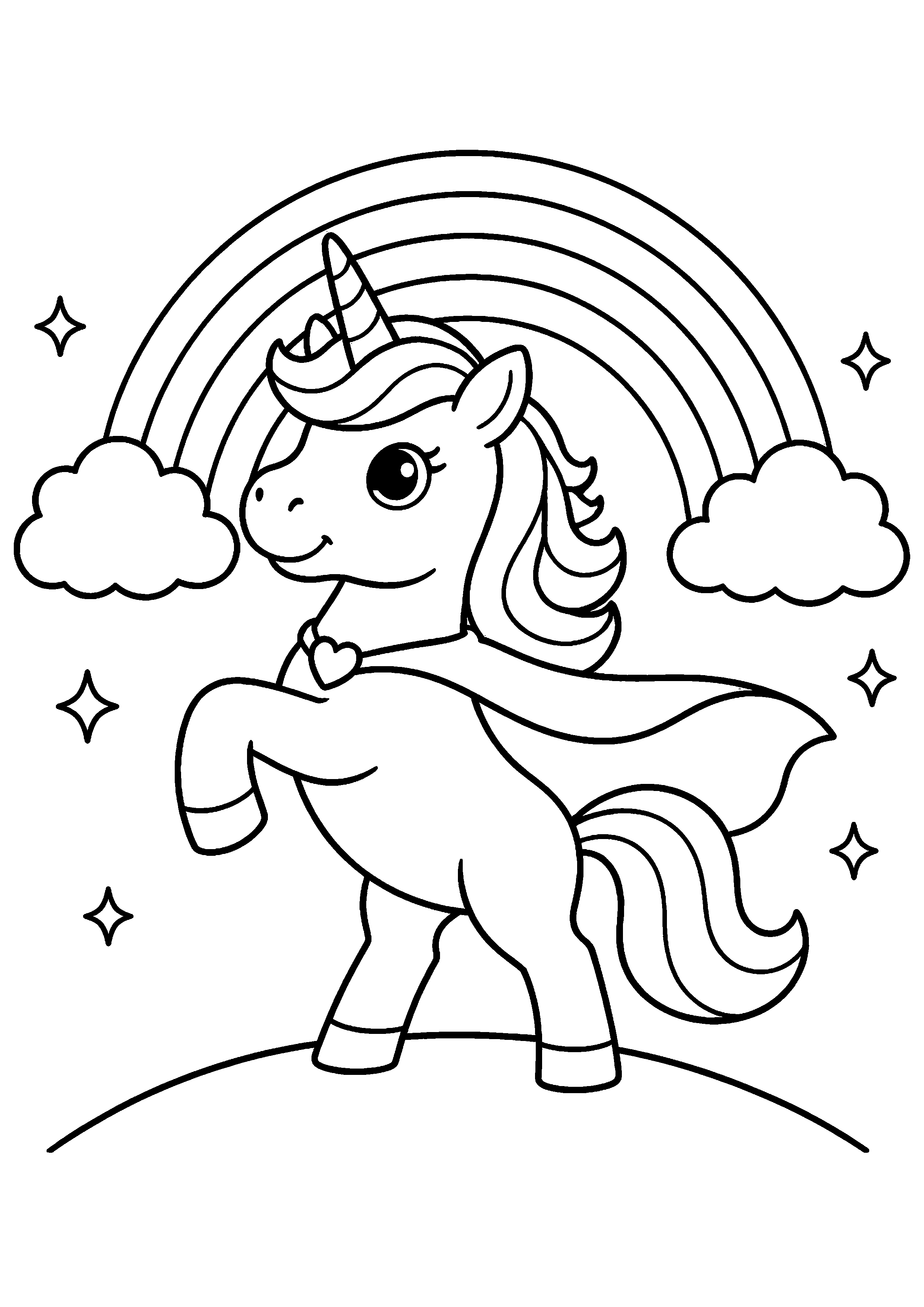 Coloriage Licorne arc-en-ciel à imprimer – dessin 2