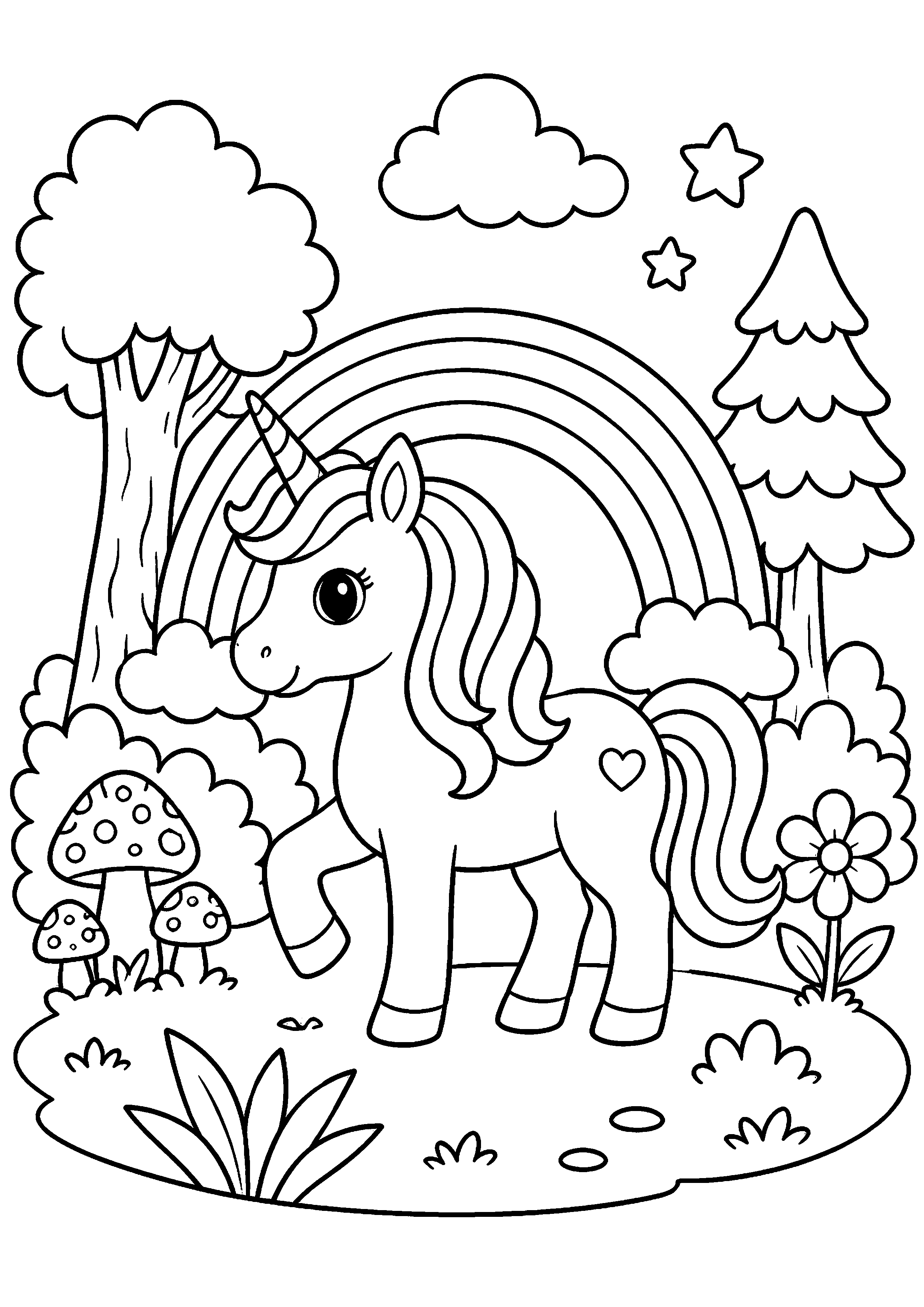 Coloriage Licorne arc-en-ciel à imprimer – dessin 3