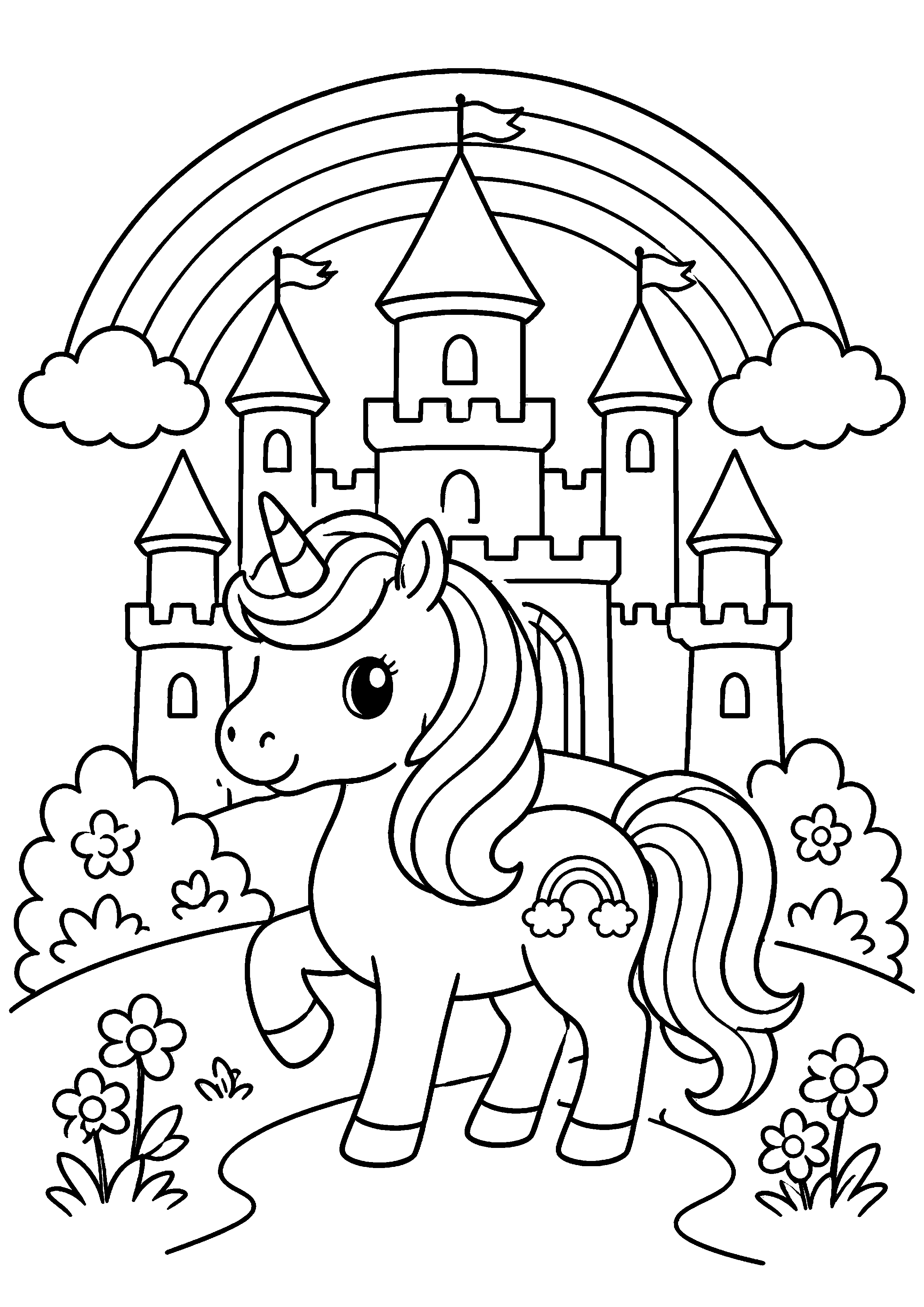 Coloriage Licorne arc-en-ciel à imprimer – dessin 4