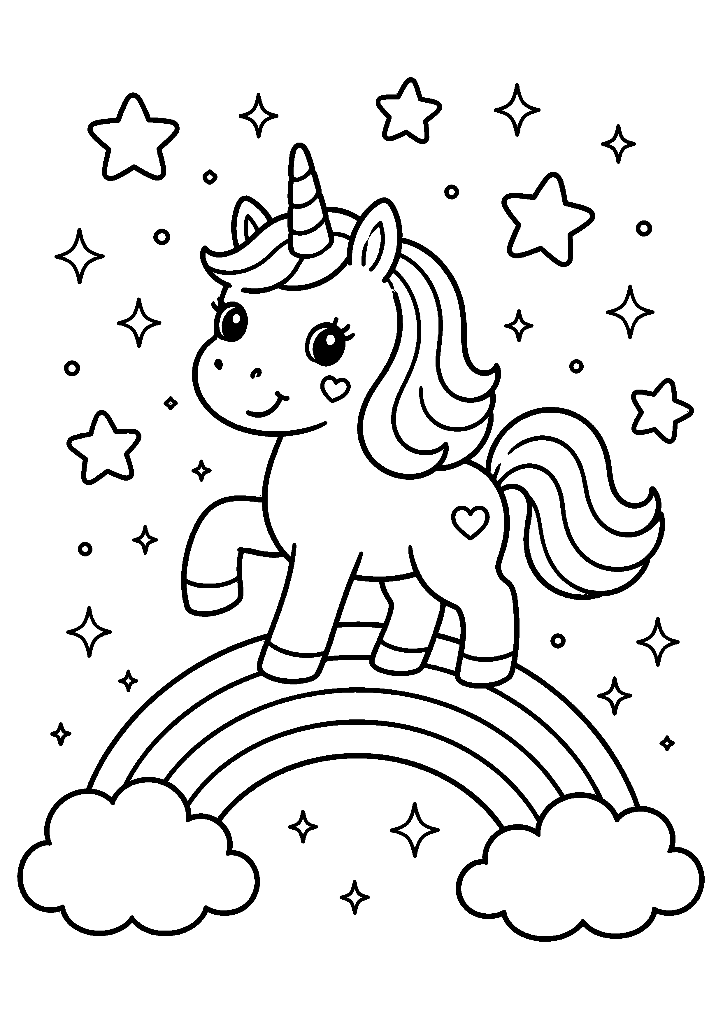 Coloriage Licorne arc-en-ciel à imprimer – dessin n°5