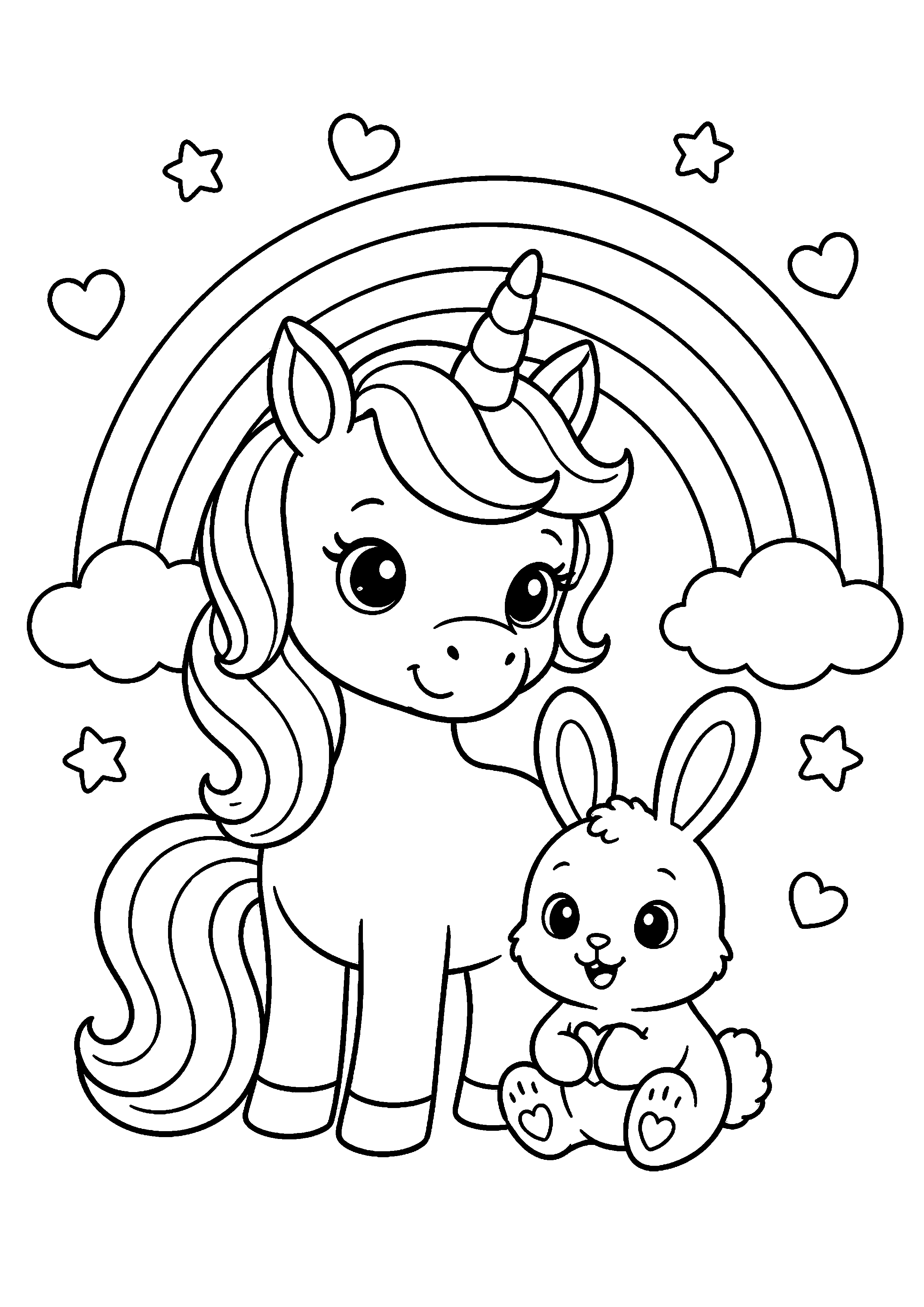 Coloriage Licorne arc-en-ciel à imprimer – dessin n°6