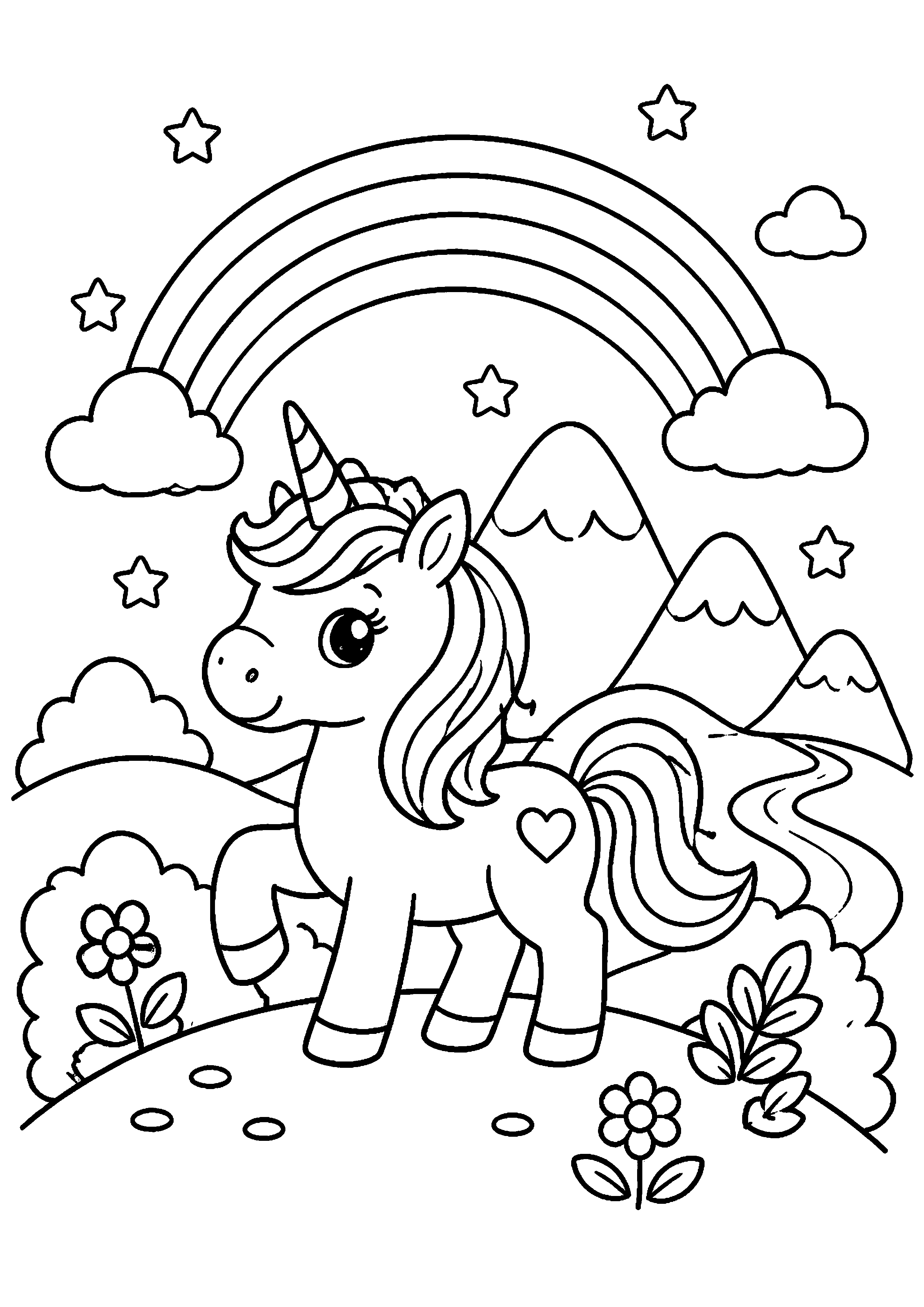 Coloriage Licorne arc-en-ciel à imprimer – dessin n°7
