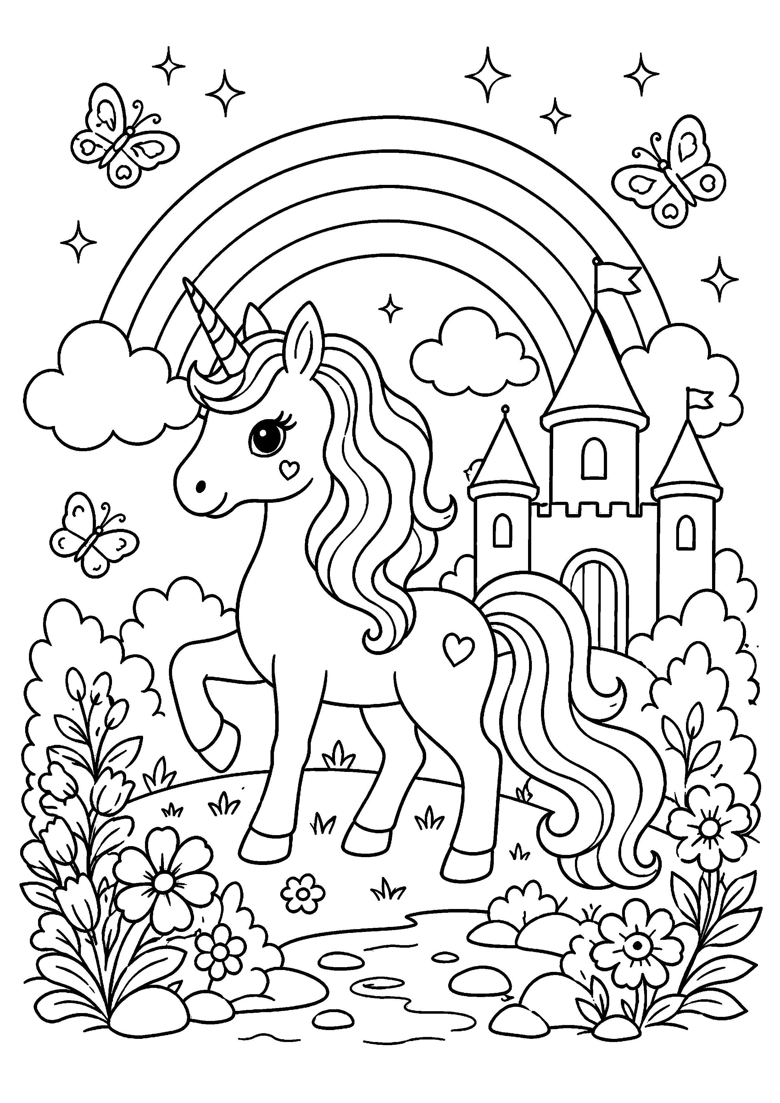 Coloriage Licorne arc-en-ciel à imprimer – dessin n°8